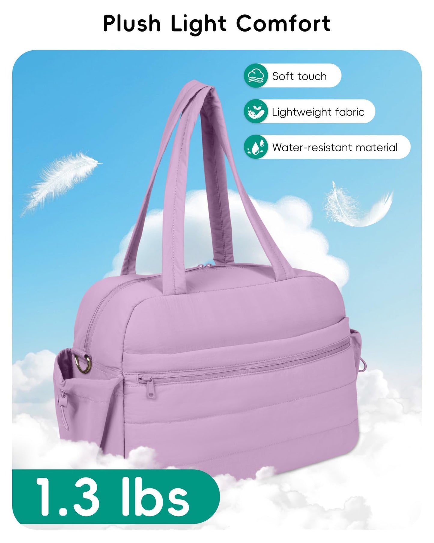 Urbanstand Gym Bag for Women, Lightweight Duffle Bag for Travel with Wet Pocket, TSA Friendly Carry On Duffel Bag for Weekender, Sports, Work, Yoga, Fitness - Purple