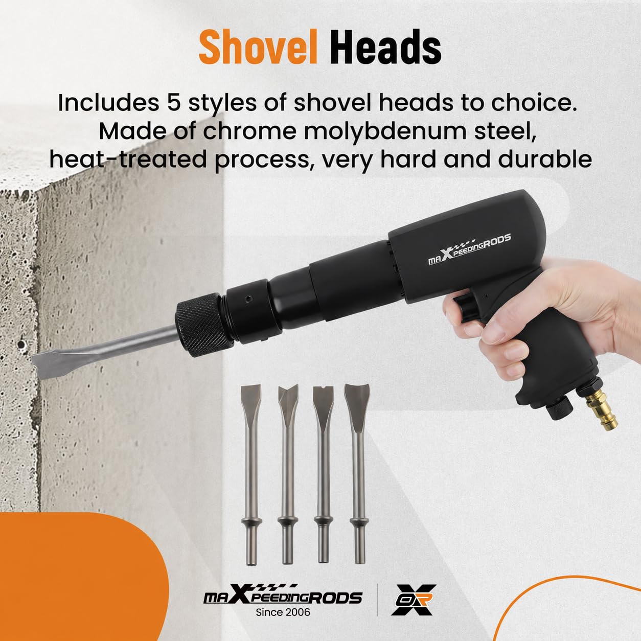 maXpeedingrods Air Hammer Kit, 25 PCS Multi-functional Pneumatic Hammer Piece Chisel Set, 2100 BPM Ball Joint Separator Set, Air hammer Bits, Quick Change Retainer Air Hammer with Shovel Heads