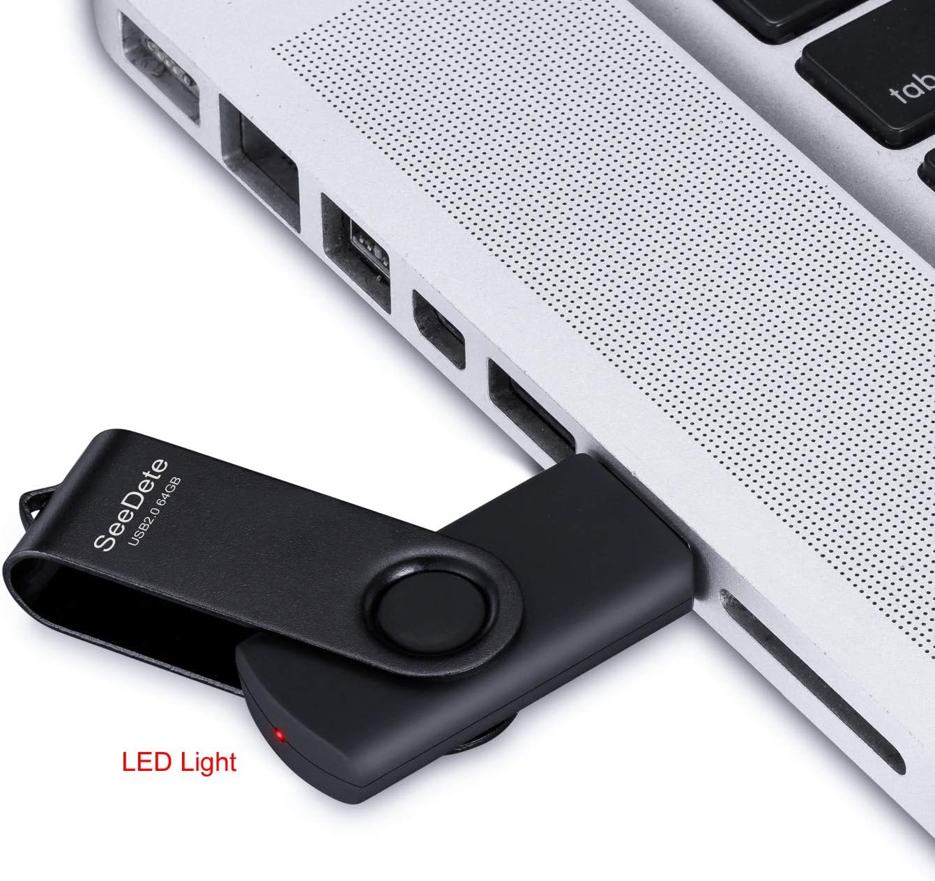 SeeDete 64GB 3 Pack 64GB (3 USB Flash Drives, USB Stick, Thumb Drive Rotated Design, Memory Stick with LED Light