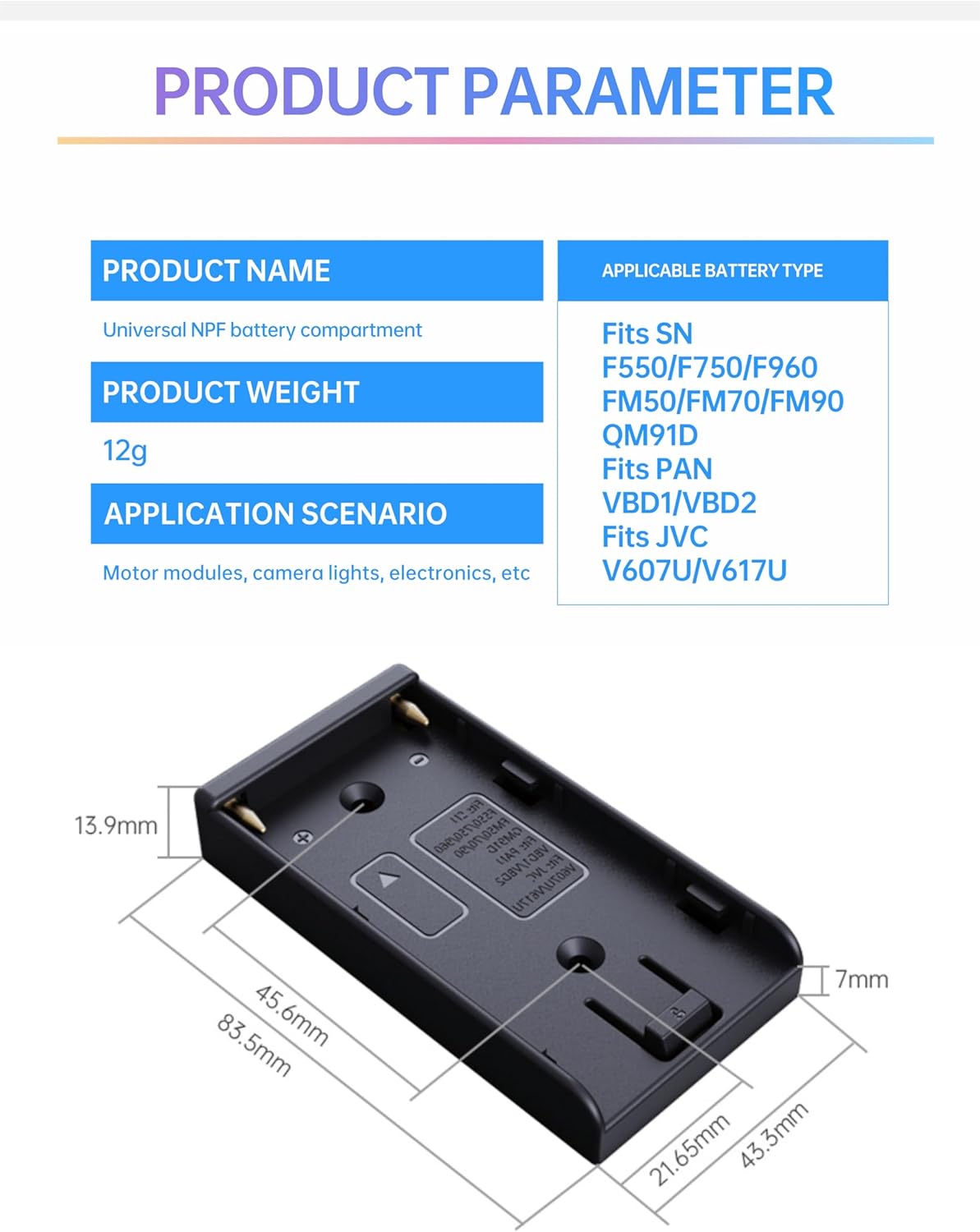 TONHOKJ 7.2V-8.4V (5.5/2.1mm) 1/4" NP-F970 F960 F770 F570 F550, NP-F Battery Adapter Plate with DC Output, Screw Mount