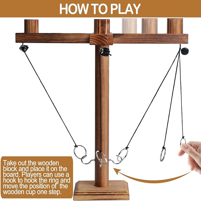 Ring Toss Game for Adults, Fun Hook and Ring Game with Carrying Bag, Outdoor Indoor Party Game, Board Games for Family, Bar, Party, Game Nights