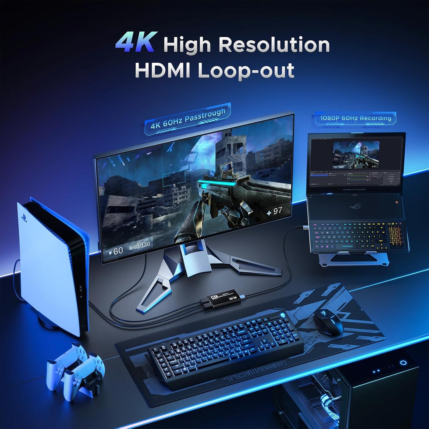 XIIXMASK 3.0 4K 1080P 60FPS/2K 30FPS PS5/Camera/PC Video Capture Card, USB Capture Card HDMI Loop-Out, Video Game