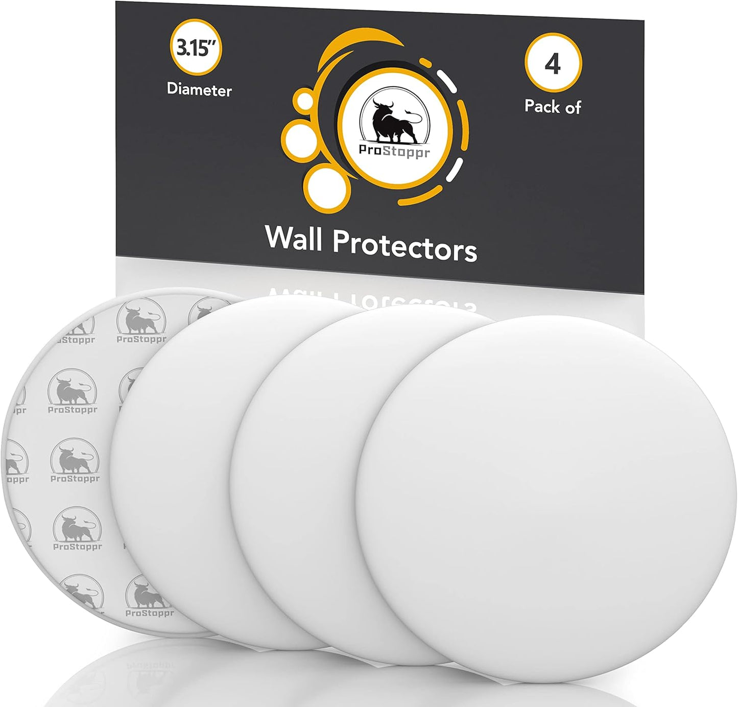 Skiennix Door Stoppers - Large 3.15" Silicone Wall Protectors - Shock Absorbent & Quiet - 4 Pack - White