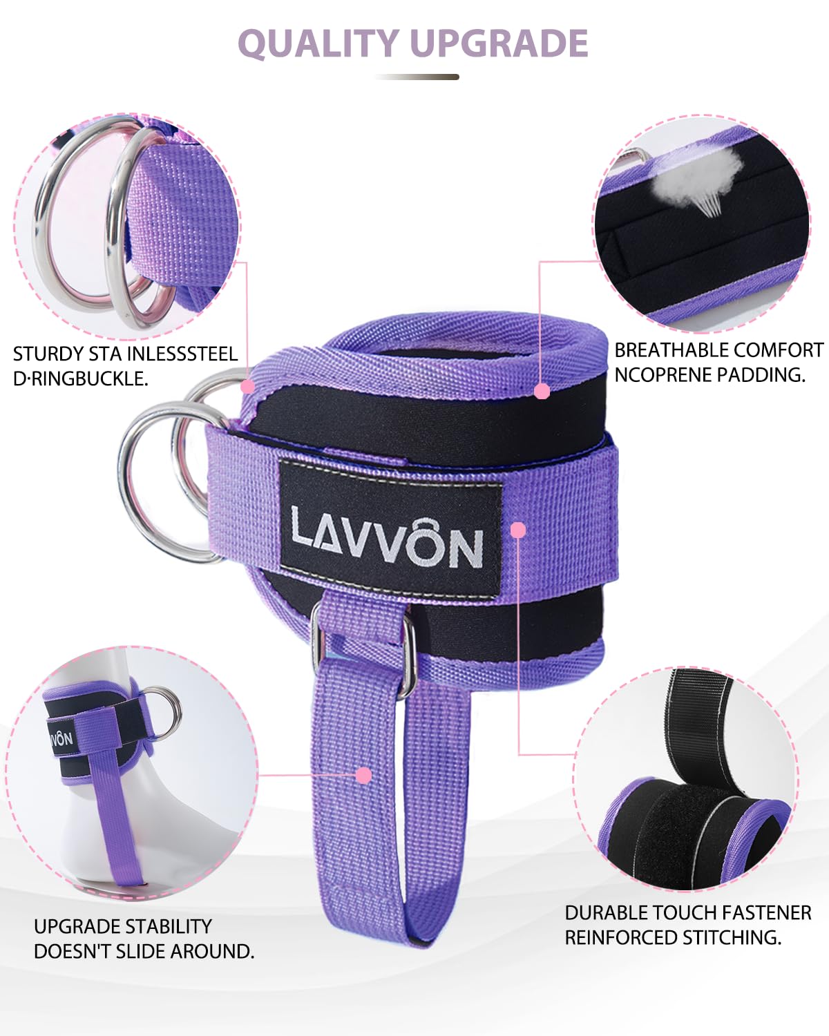 7Pcs-Barbell Pad Set for Hip Thrust - Squat Pad, Bench Press Workout Foam Weight Lifting Bar Cushion,Gym Accessories for Women with Bar Bad,with Gym Ankle Straps,Hip Resistance Bands,Lifting Strap (Purple)