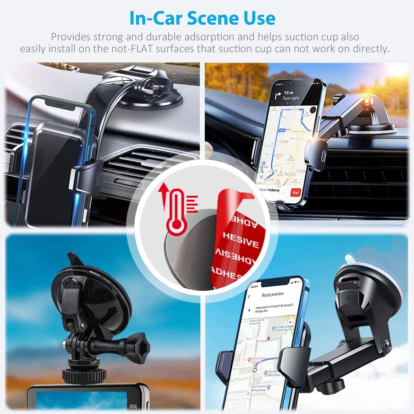 AZXYI 6 80mm(3.15 inches) PCS Windshield Mount Adhesives for Suction Cup Mount, Circle Double-Sided Sticker Pads