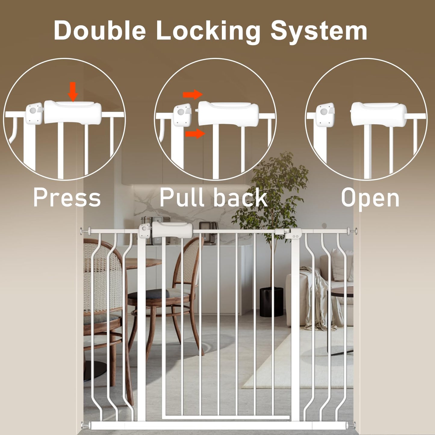 ALLAIBB Extra Wide Pressure Mount Baby Gate Auto Close Metal Child Dog Pet Safety Gates with Walk Through for Stairs,Doorways,Kitchen and Living Room (62.02-66.93"/158-170cm)