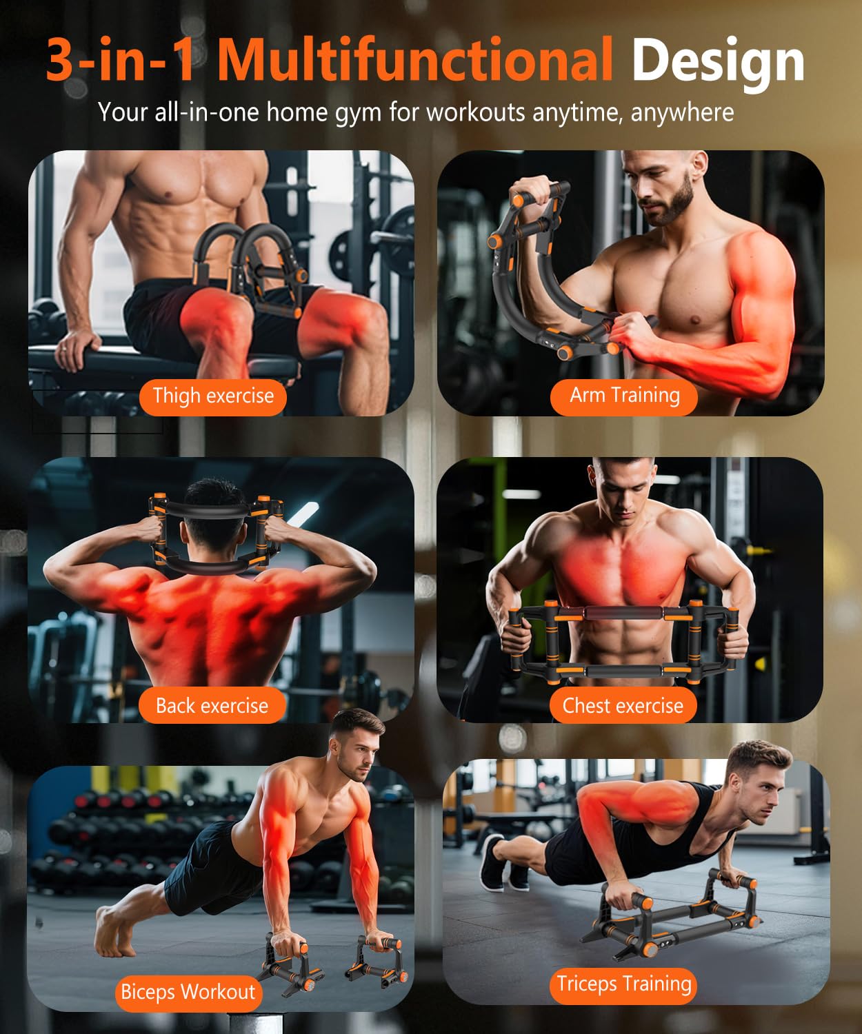 HIFGROD Twister Arm Trainer - 3-in-1 Adjustable Chest Workout Equipment,Portable Home Gym Chest & Arm Workout, Push Up Bars, 60-140lbs Resistance for Men Women