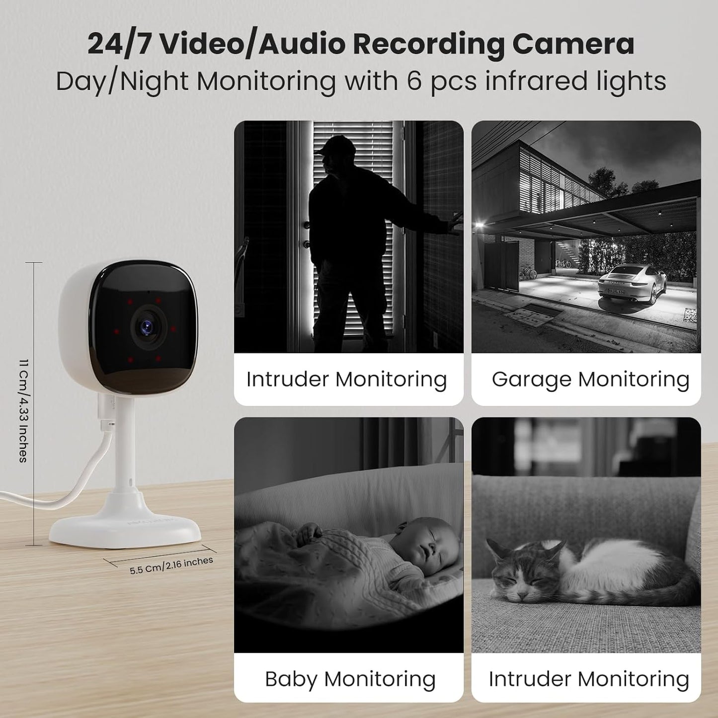 AMOROM Security1080P Mode2-Way AM-C1-03 Indoor Camera for Home WiFi Security Camera for Baby MonitorPrivacy TalkNight