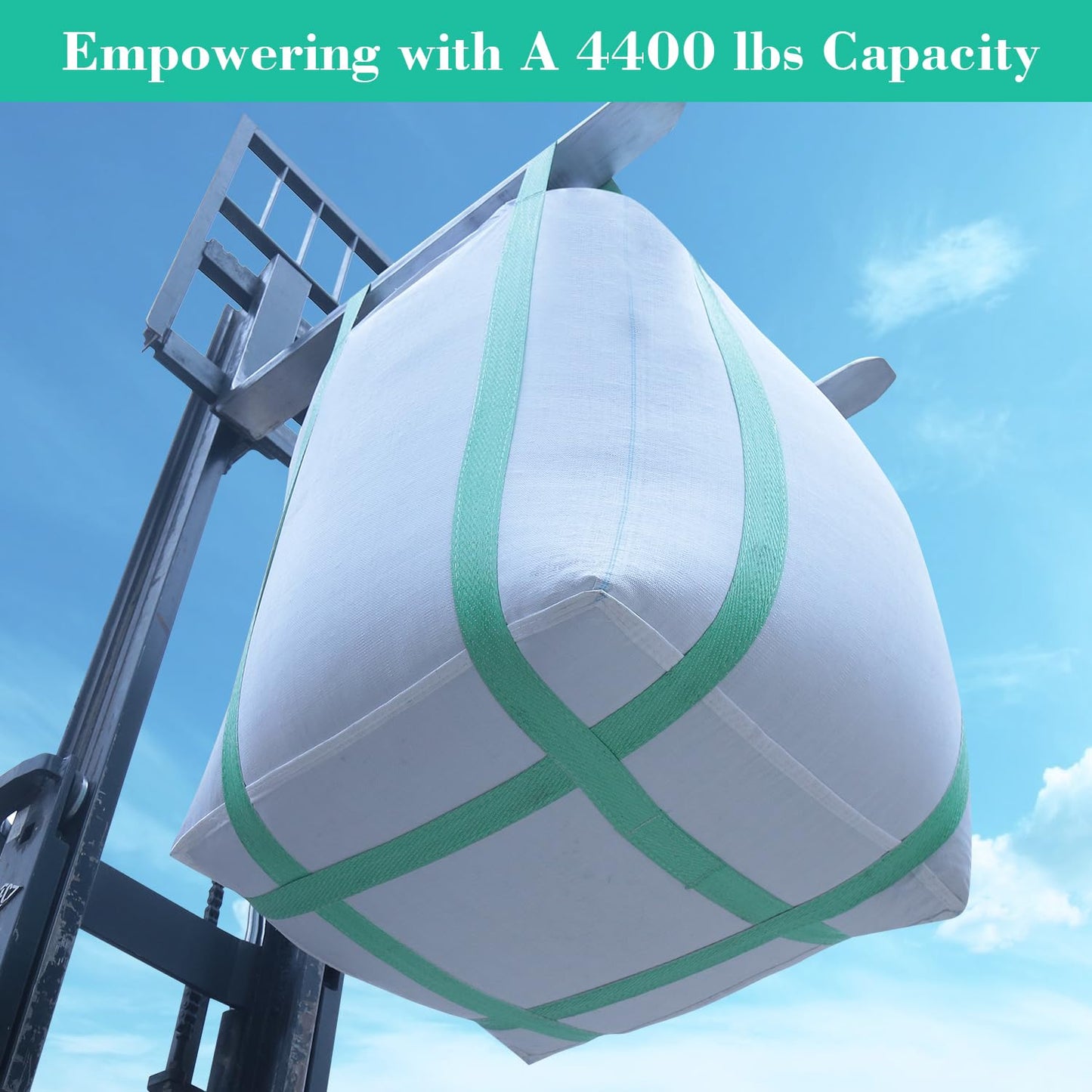 10 Pack FIBC Bulk Bag,2 Ton Bag,35"L x 35"W x 43"H,4400 lbs SWL,Duffle Top Flat Bottom,Four Loop Fibc Big Bags,Heavy Duty Bulk Bags for Industry Agriculture Construction