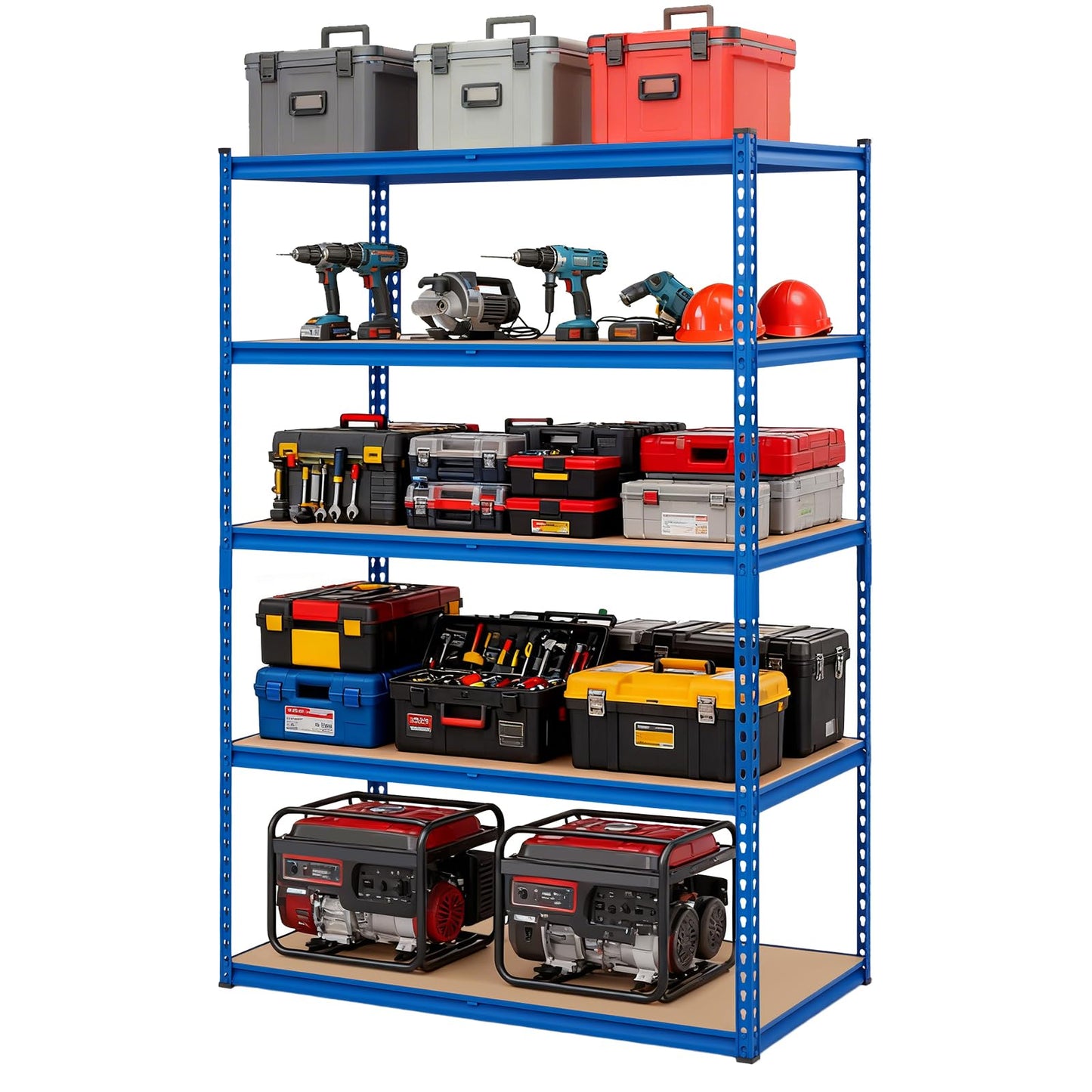 5 Tier Shelving Unit, 500 Lbs Per Shelf, 60" W x 24" D x 71" H Industrial Storage with Adjustable Steel Shelves for Garage, Warehouse, Kitchen, Pantry, Blue