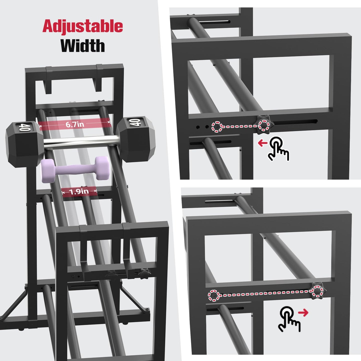 3-Tier Adjustable Dumbbell Rack Stand - Heavy-Duty Carbon Steel Weight Storage Organizer for Home Gym, Easy Assembly, 450 lb Capacity for Dumbbells & Kettlebells(dumbbell rack stand only)