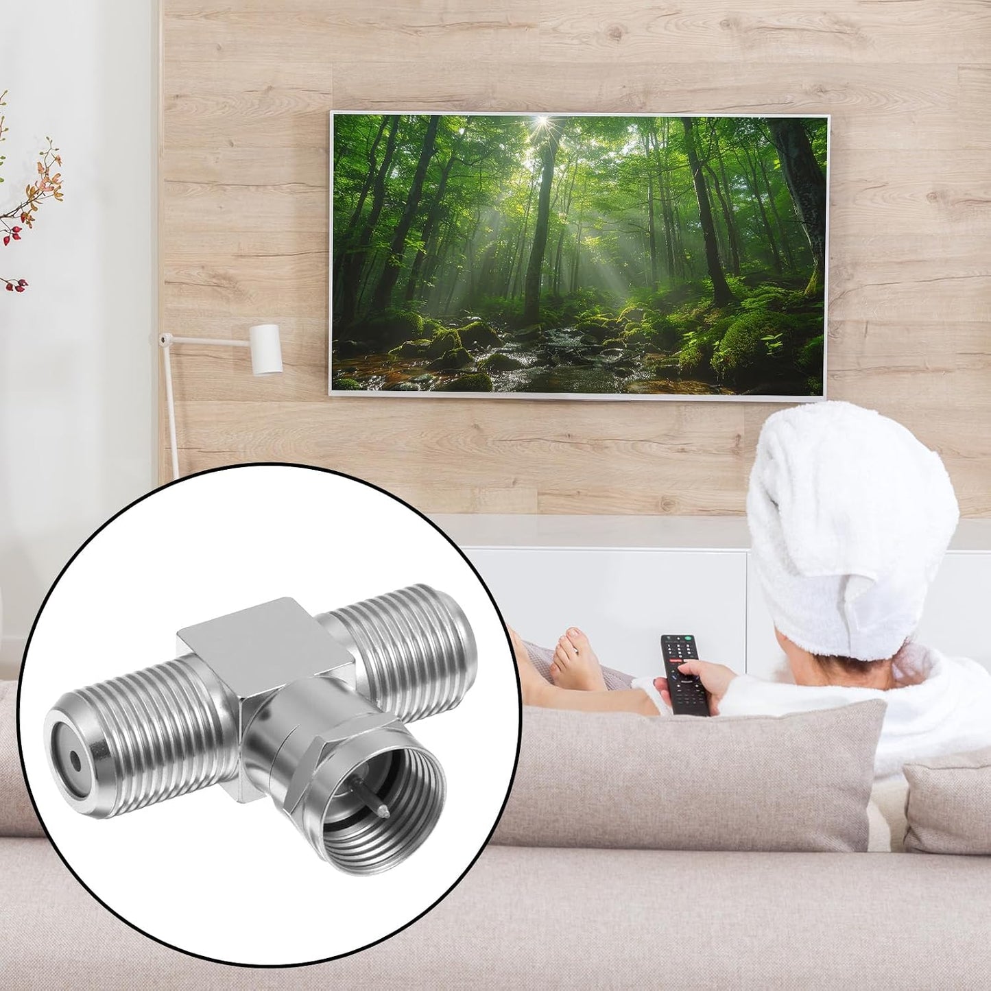 Exircy 2 Pack 2F 3 Coaxial Cable Splitter, F Male to Female Adapter Way Metal Cable Splitter Combiner Portable TV Split