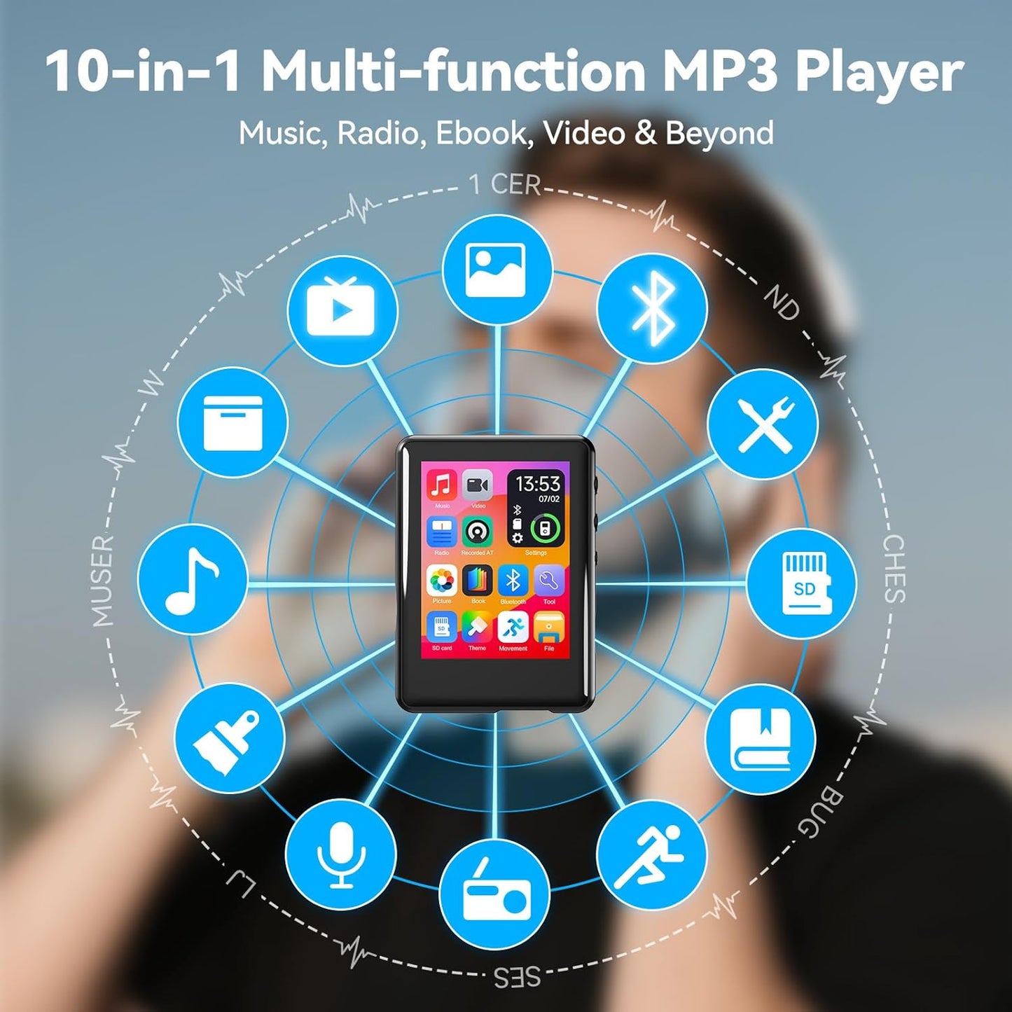 Colorcool MP3 5.4, 512GB Player with Bluetooth Touch Screen Music Player with Speaker, FM Radio, Voice Recording
