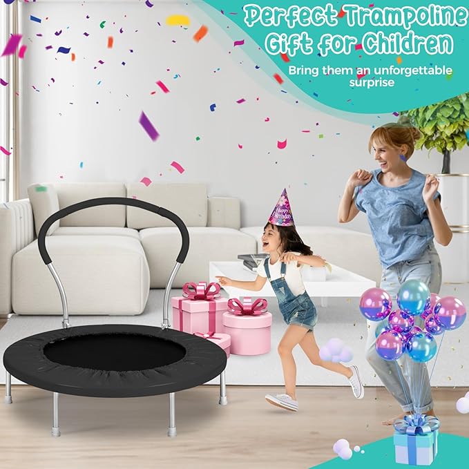 Mini Trampoline for Kids, Indoor Toddler Trampoline with Handle, Child Small Rebounder Trampoline for Indoor and Outdoor Use