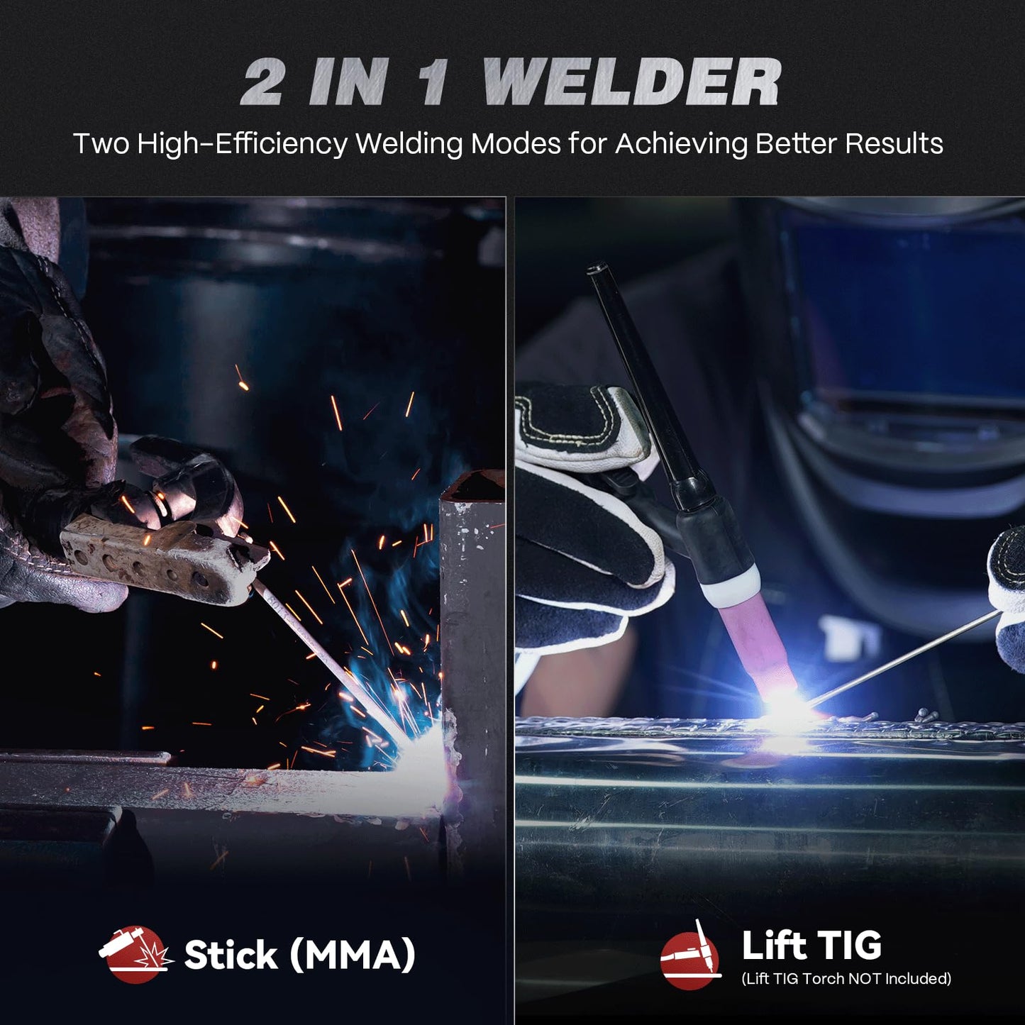 ARCCAPTAIN Stick Welder, [Large LED Display] 200A ARC/Lift TIG Welding Machine with Synergic Control, IGBT Inverter 110V/220V Portable MMA Welder Machine with Hot Start, Arc force and Anti-Stick
