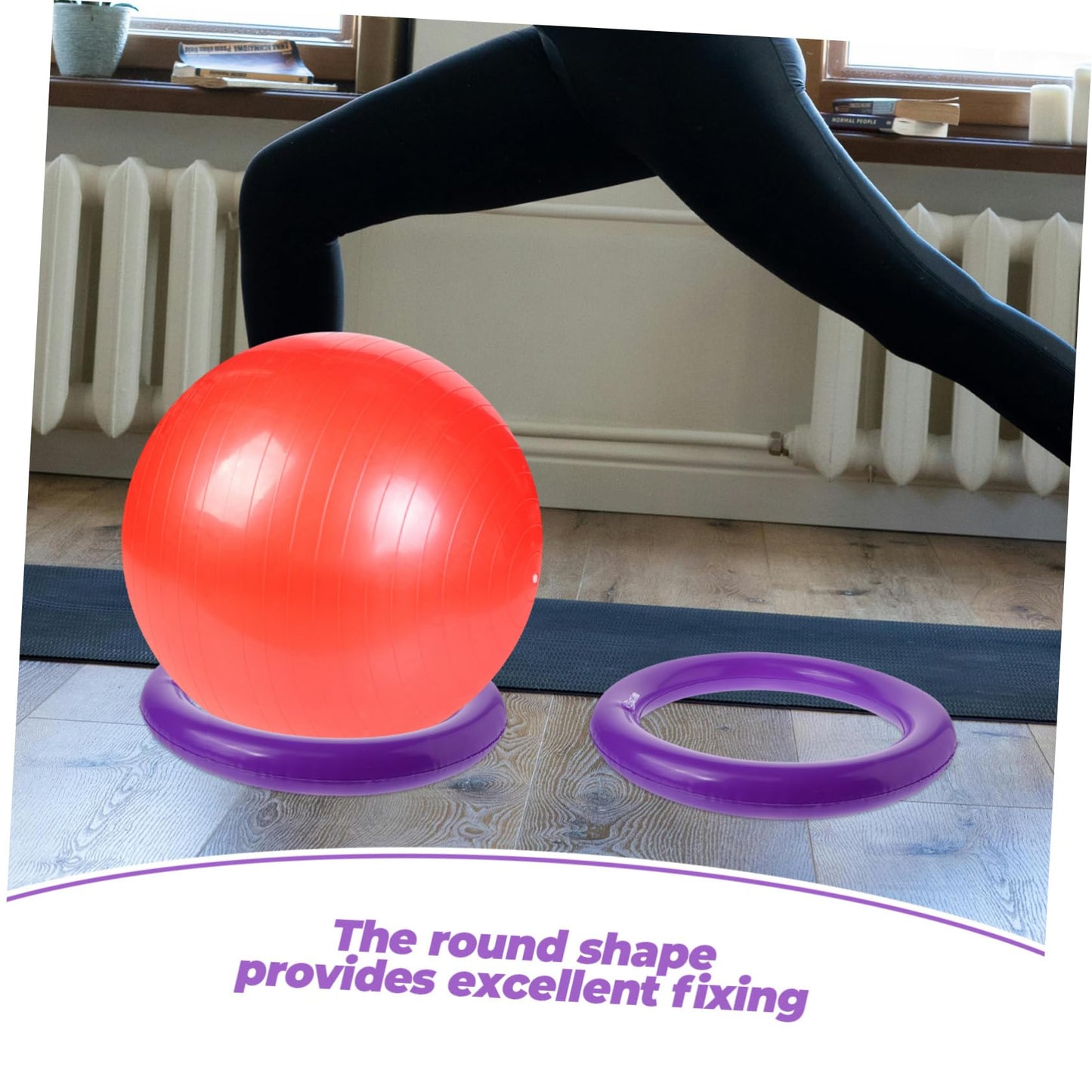 Toyvian Inflatable Yoga Ball Base with Fixed Ring 16.53In Round Stable Holder for Exercise Fitness Training Slip Resistant Support Stand