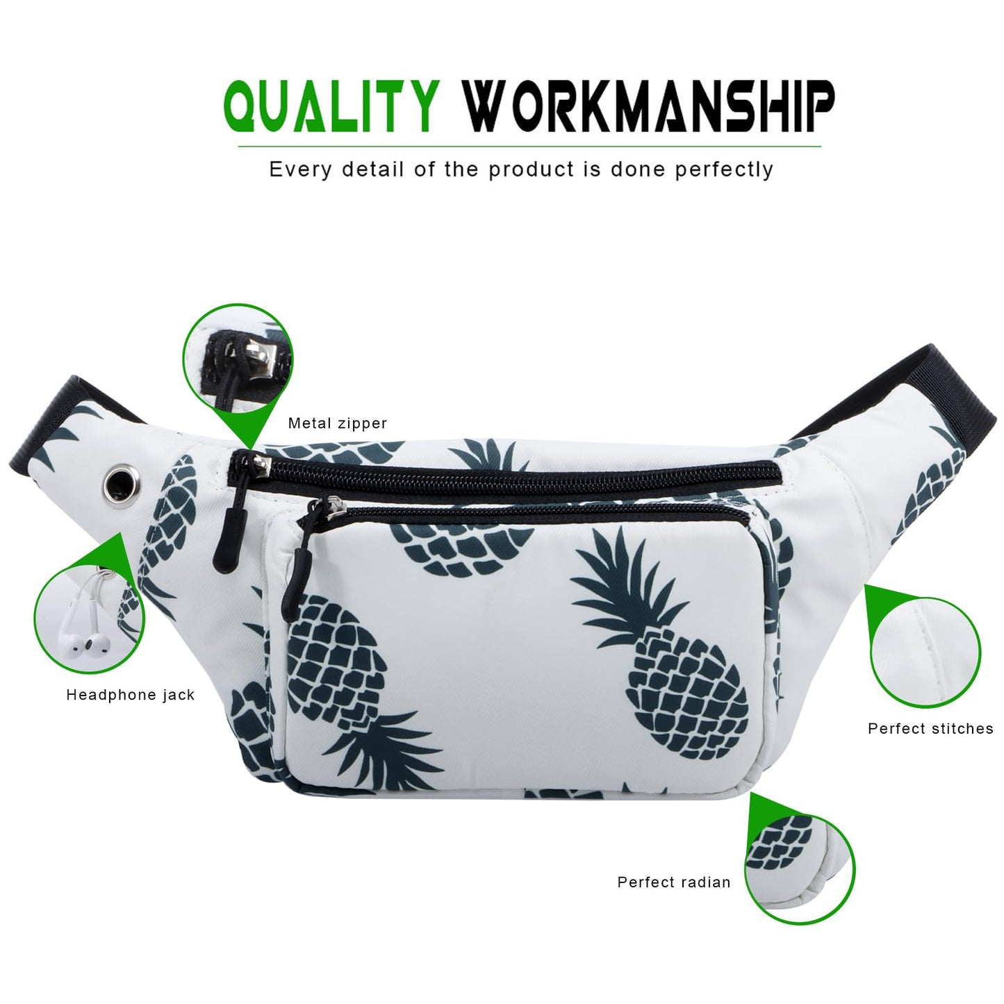 Unisex Running Waist Pack with Adjustable Buckles, Lightweight Waist Bag for Sports, Hiking, Dog Walking Fanny Pack Belt Can Hold Passport, Money, Cellphone