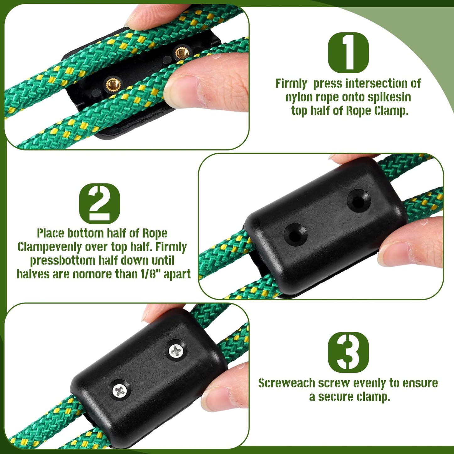 WinnerWhy 4 Pcs Double Rope Clamps 1/2 Inch Reusable Rope Clamp Plastic Cord Connector Loop Fasteners for 9-10mm Double Nylon Braided Cord Pet Leash