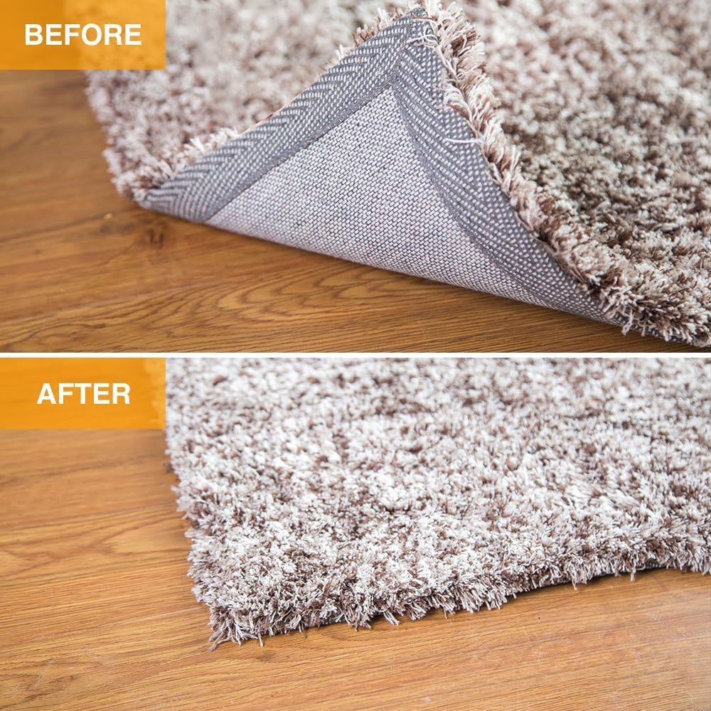 Skiennix Non-Slip Rug Pad Grippers - Double-Sided Carpet Corner Stickers for Hardwood Floors | 4PCS Set