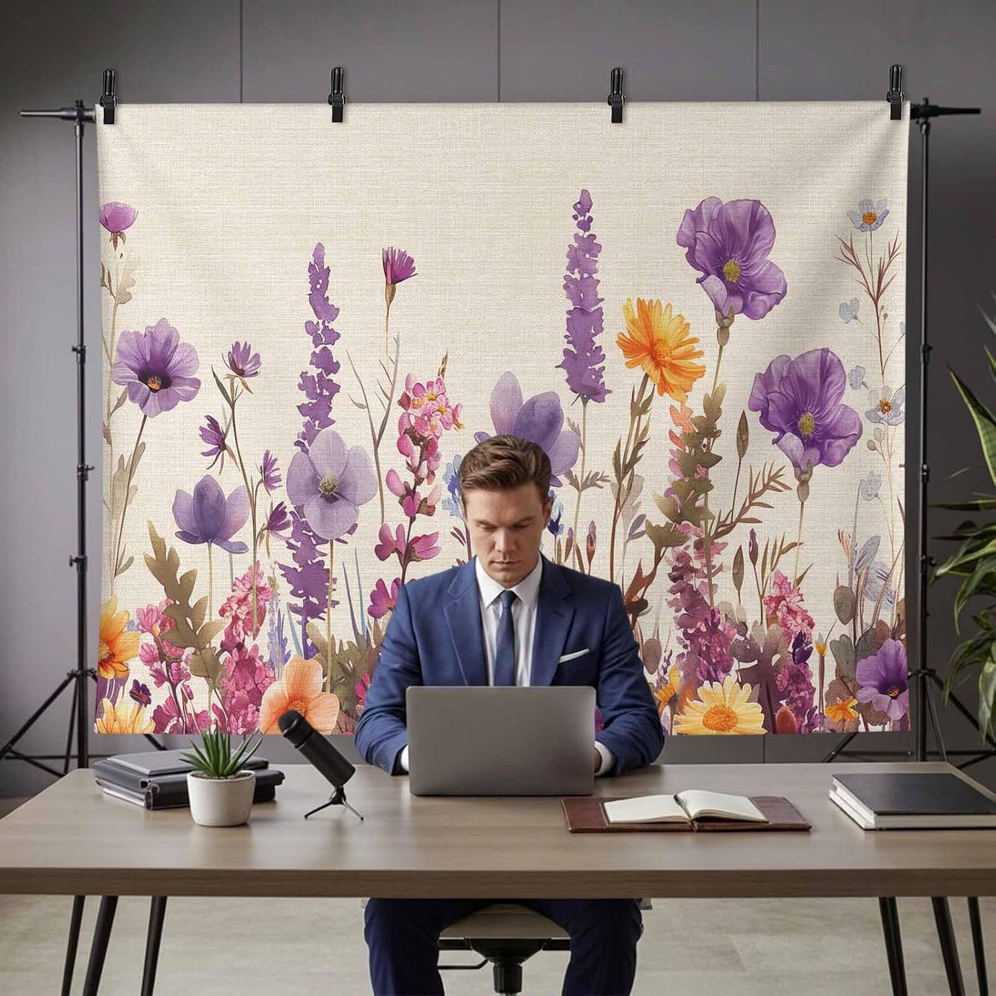 Vyrn Klynt Country Decor,12x8ft Flower Purple Lavender Plant Photography Backdrop for Portrait Photo,Photoshoot