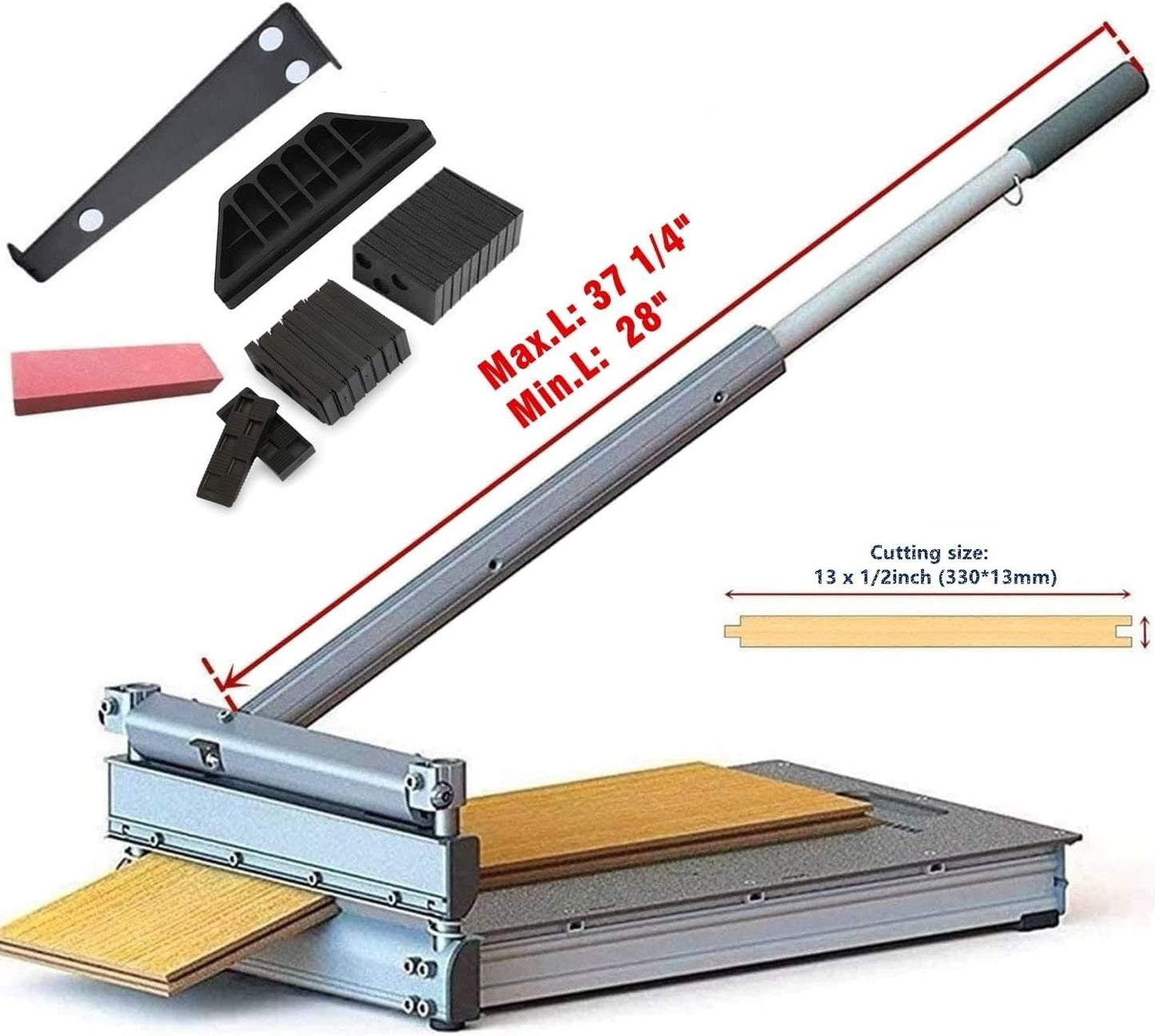 13" Pro Laminate/Vinyl Floor Cutter with Floor Installation Kit, 15°/30°/ 45° Instant Cuts in One Step, Cuts Laminate Floor, Engineer Wood, LVP/T, VCT, SPC, WPC, Siding & More; Black 5 deal!