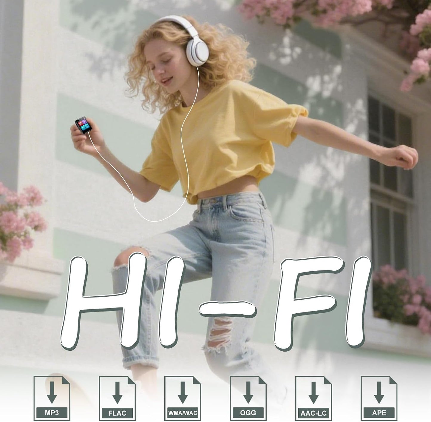 VANSING 1.8 inch MP3 32GB MP3 512GB, Player with Bluetooth, Digital Music Player for Kids, Portable Mini Bluetooth