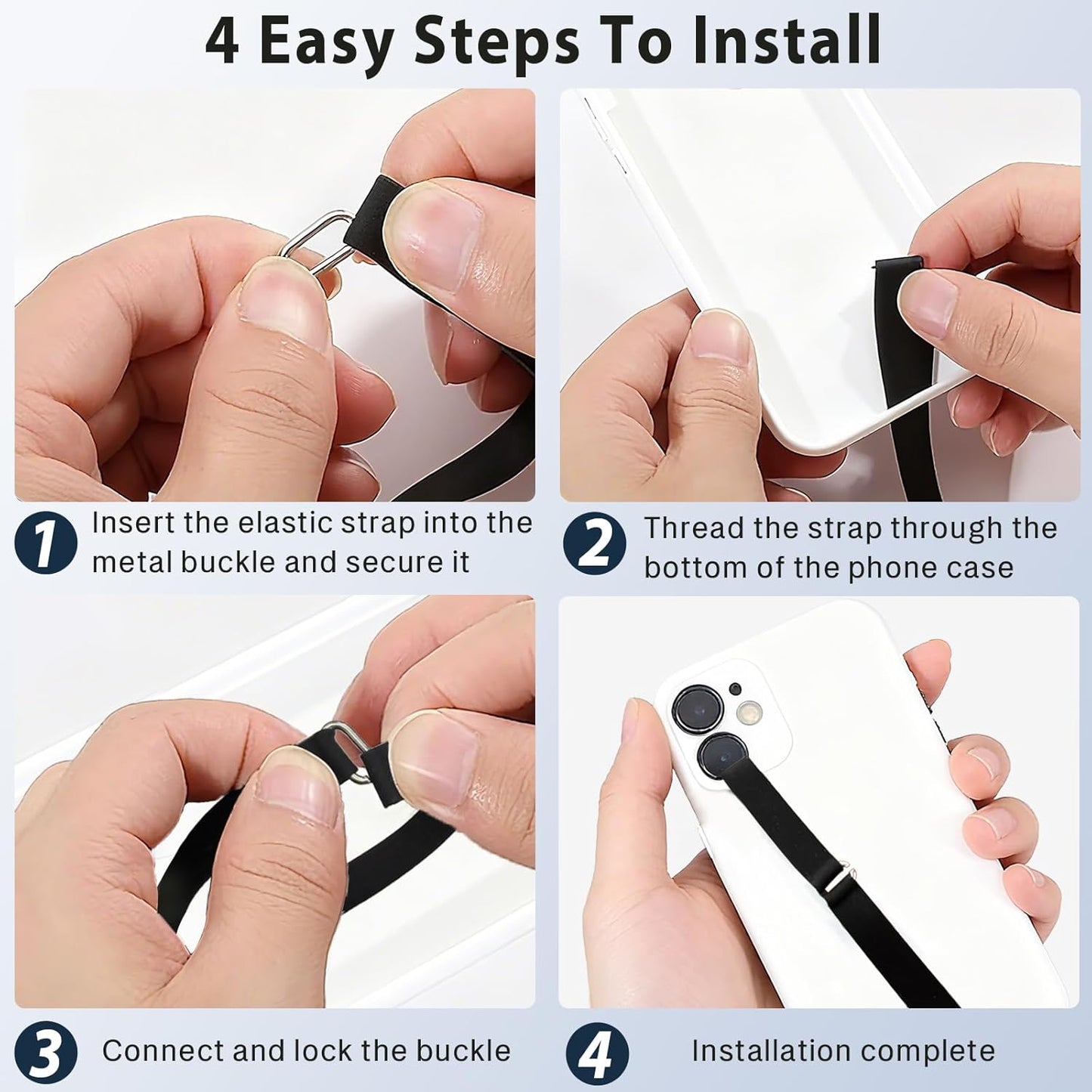 Brvlsoc C-Shaped Silicone Clip Finger Phone Grip Strap Reusable Stretchy Loop Holder for iPhone & Samsung Cases, Black
