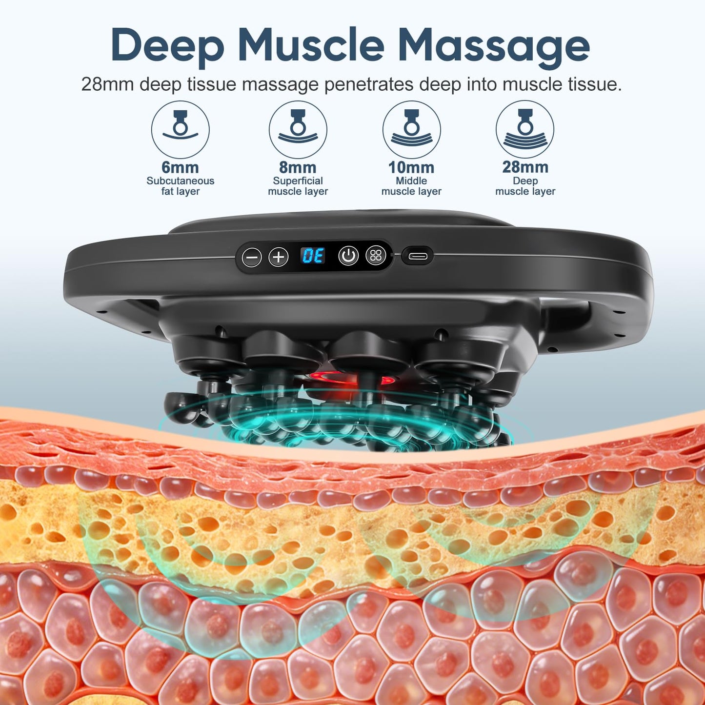 Morlivan 32-Head Massage Gun Deep Tissue Massager Gun Set, 3 Modes & 30 Levels, Ultra Quiet Back Massager for Pain Relief Muscle Recovery Tool for Athletes Office Workers Home Gym