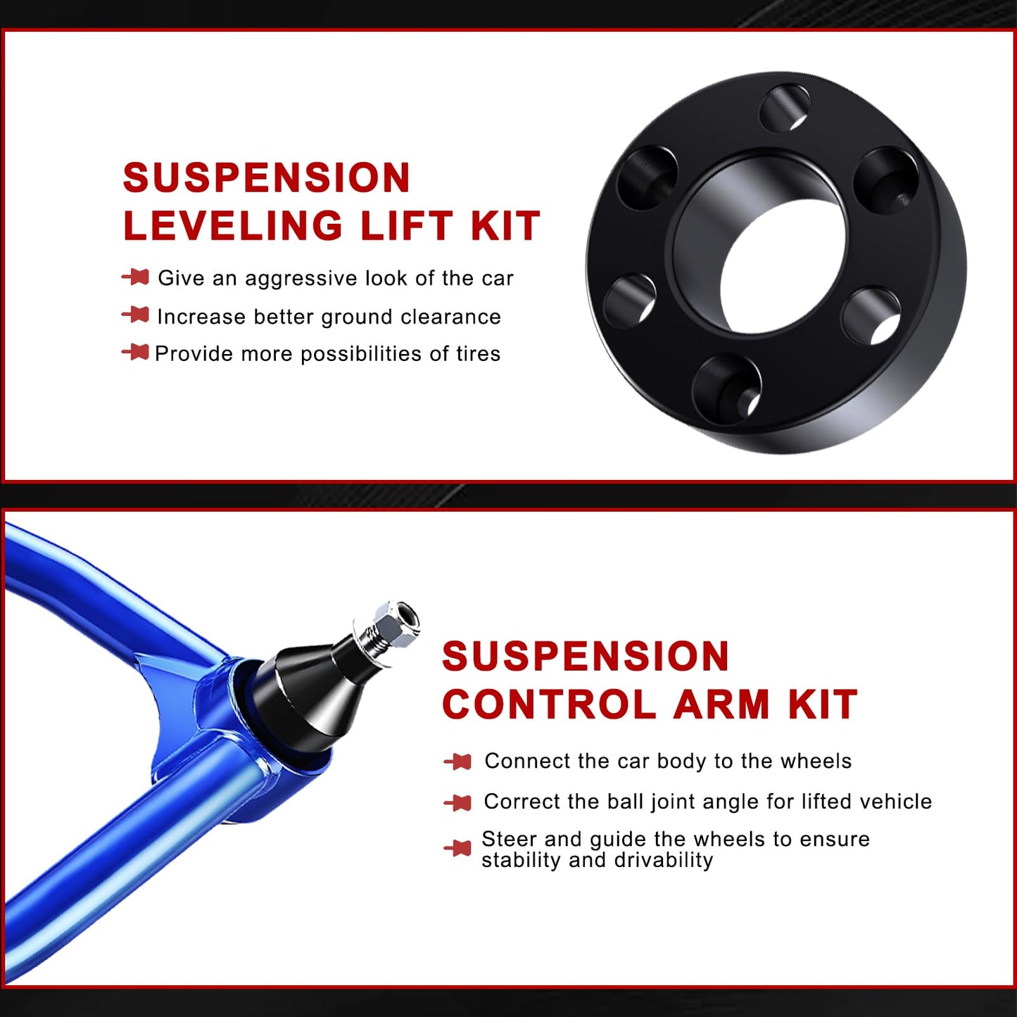 GPMMWPG 3" Front 2" Rear Leveling Lift Kit with Upper Control Arms Compatible with Silverado 1500 2007-2014, for Sierra 1500 2007-2018, Front Strut Spacers + Rear Lift Blocks w/Extra Ball Joints