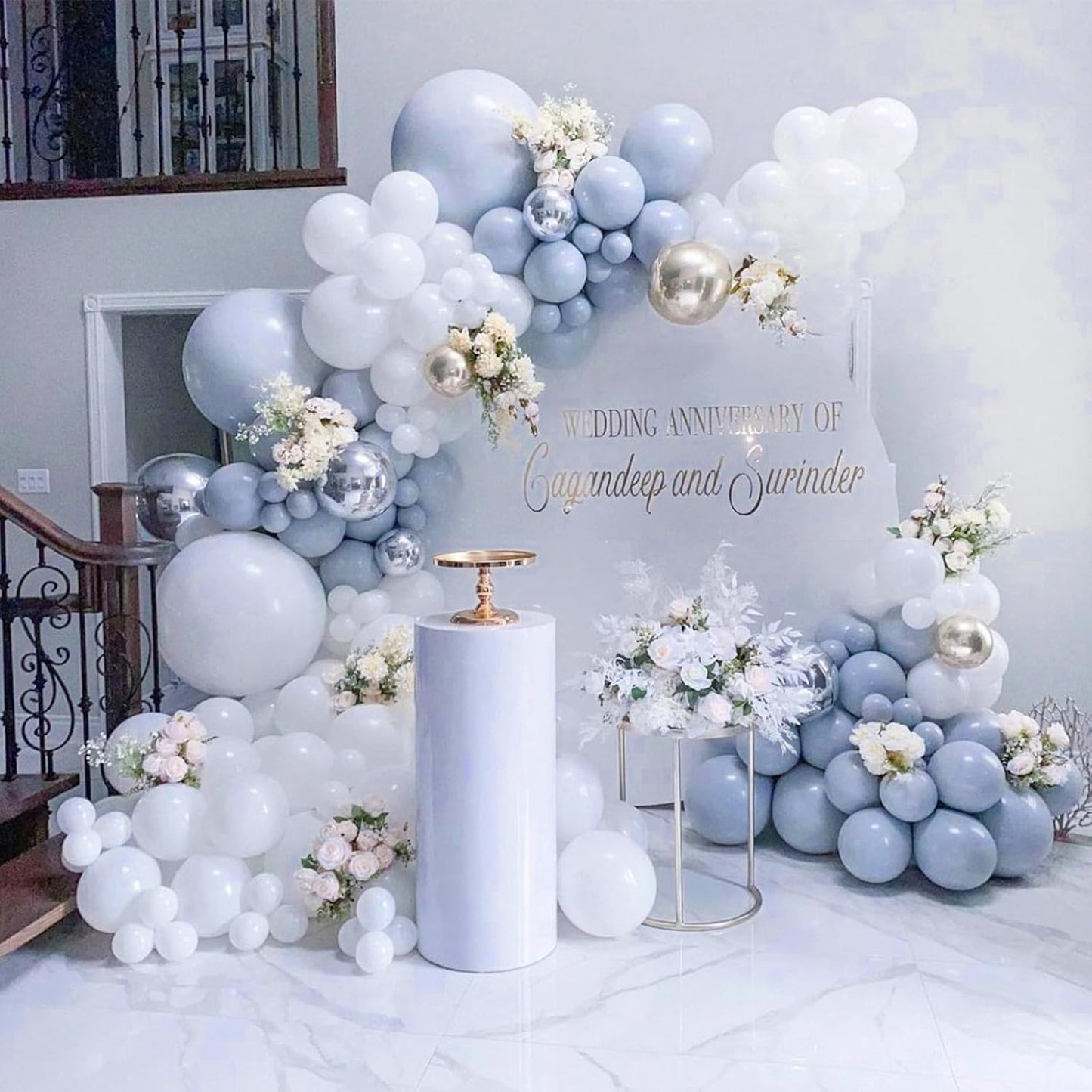 PartyWoo Dusty Blue Balloons - 127-Piece Slate Blue Boho Balloon Arch Kit | Baby Shower & Graduation Decor