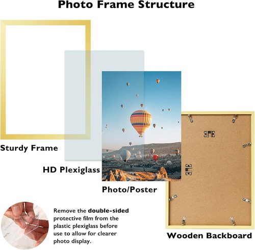 JCJMY 13x18 Gold Picture Frame - Versatile Horizontal & Vertical Wall Hanging for Photos & Posters