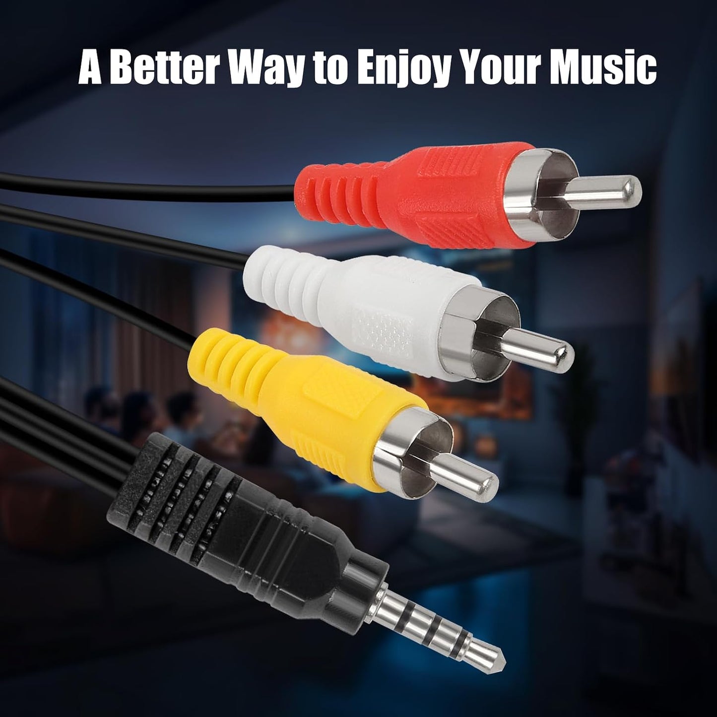 Shutao 2Pcs 3.5mm 3 5ft/1.5m to RCA AV Audio Video Cable TRRS to RCA Male AV Plug Adapter Cord Av Cable for Camcorder