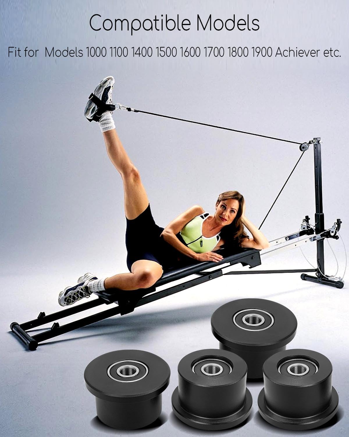 Upgrade Gym Replacement Wheel Rollers Fit for Total Gym 1000 1100 1400 1500 1600 1700 1800 1900/Achiever/Force/Gold/FIT Max/Platinum/Pro/Supra/Supreme/Ultima/Ultra/X-Force/XLi, 4Pcs