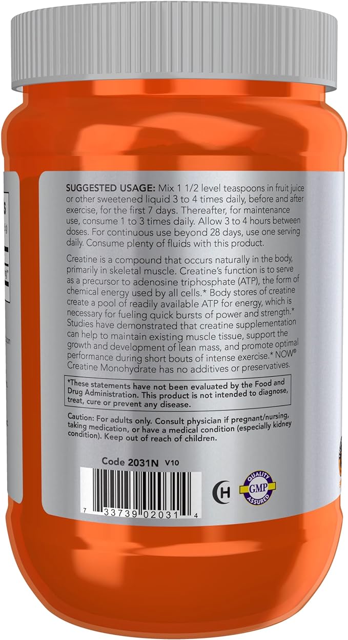 NOW Sports Nutrition, Creatine Monohydrate Powder, Mass Building*/Energy Production*, 21.2-Ounce (Pack of 2)