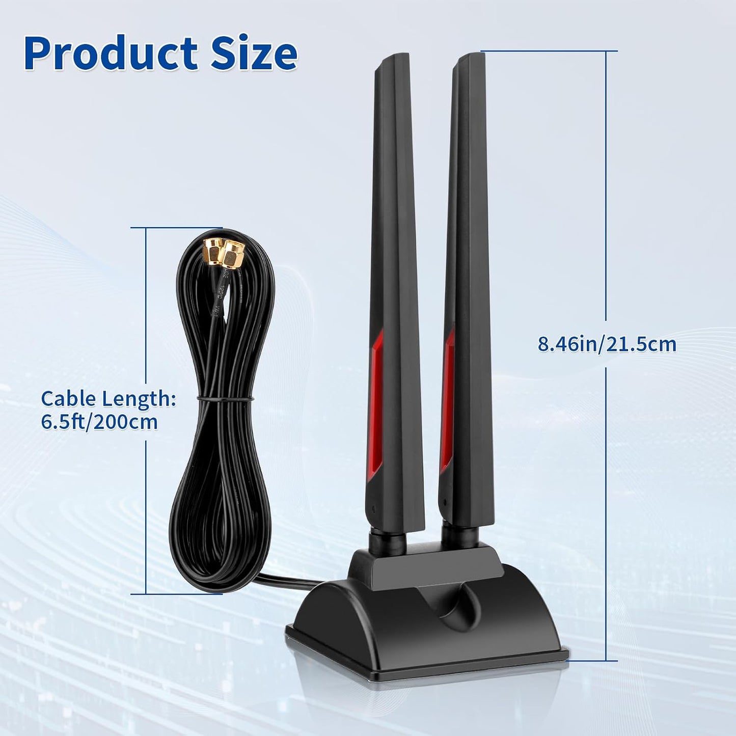 Superbat 6E 2.4GHz 5GHz 6GHz WiFi Tri-Band Antenna Magnetic Base WiFi Antenna with RP-SMA Extension Cable for PC