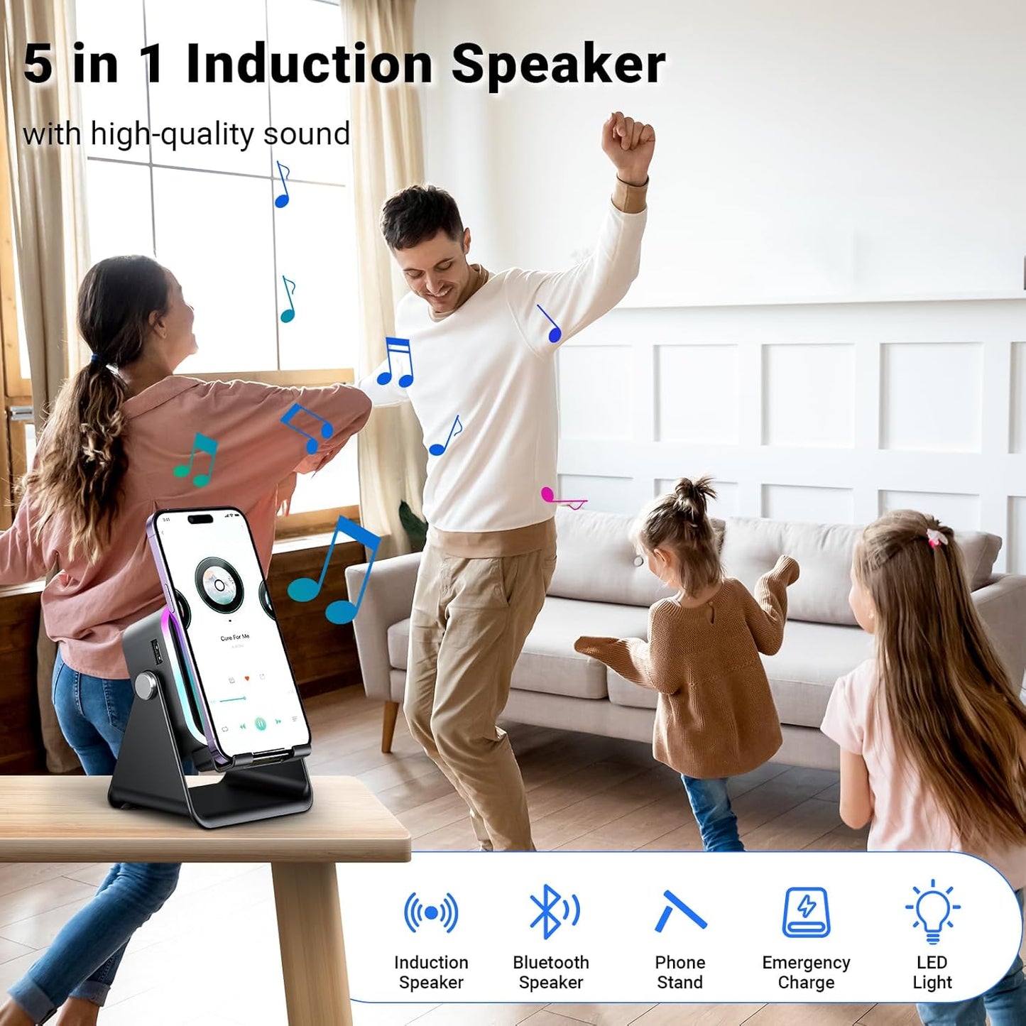 AIKELA 5 1 Induction Speaker with Phone Stand in Wireless Induction Bluetooth Audio for iPhone Android Phone Speakers