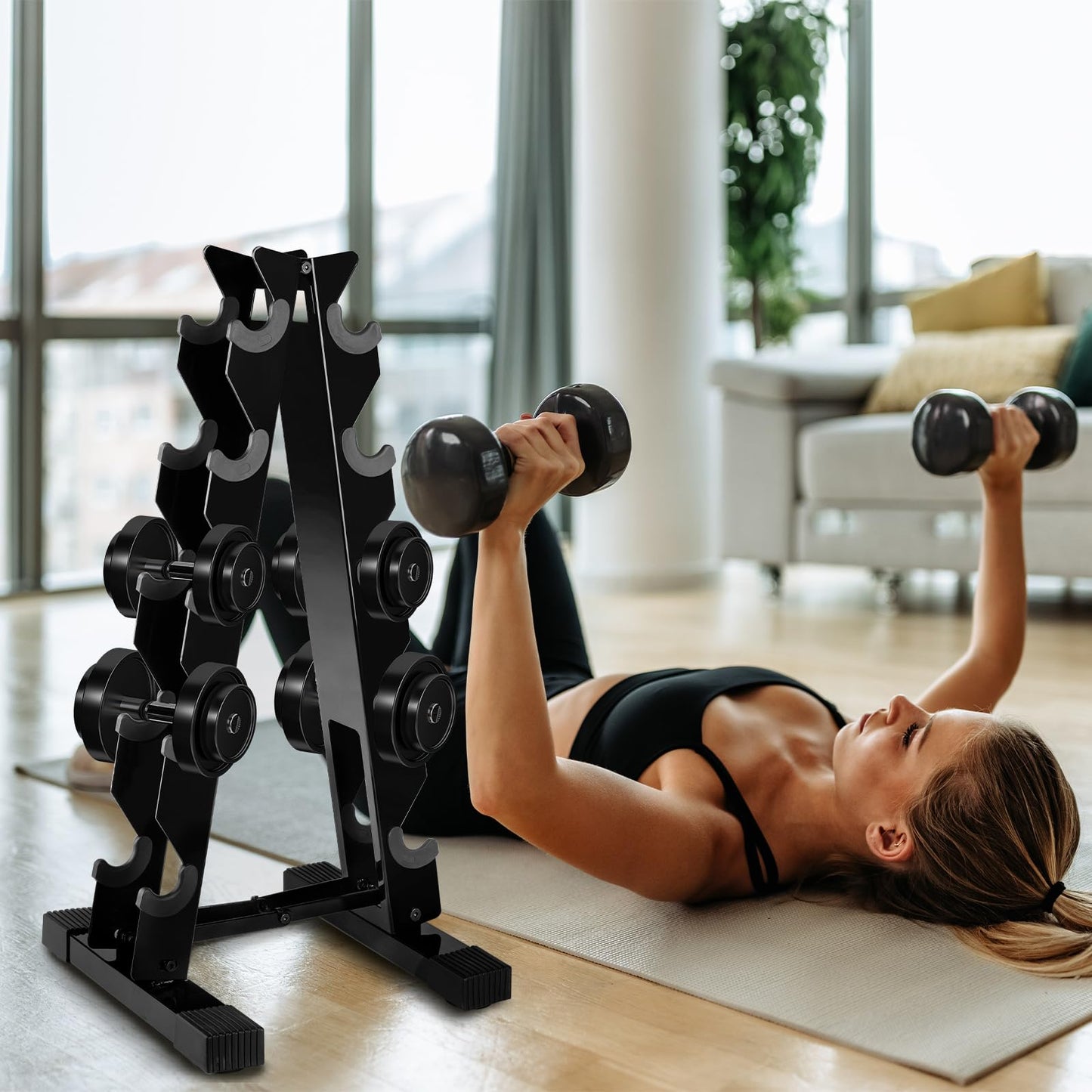 5 Tier Dumbbell Rack, Weight Rack for Home Gym - 260 LBS Capacity - Steel A-Frame Dumbbells Storage Space Saving Folds Up Design (No Dumbbells Rack Only)