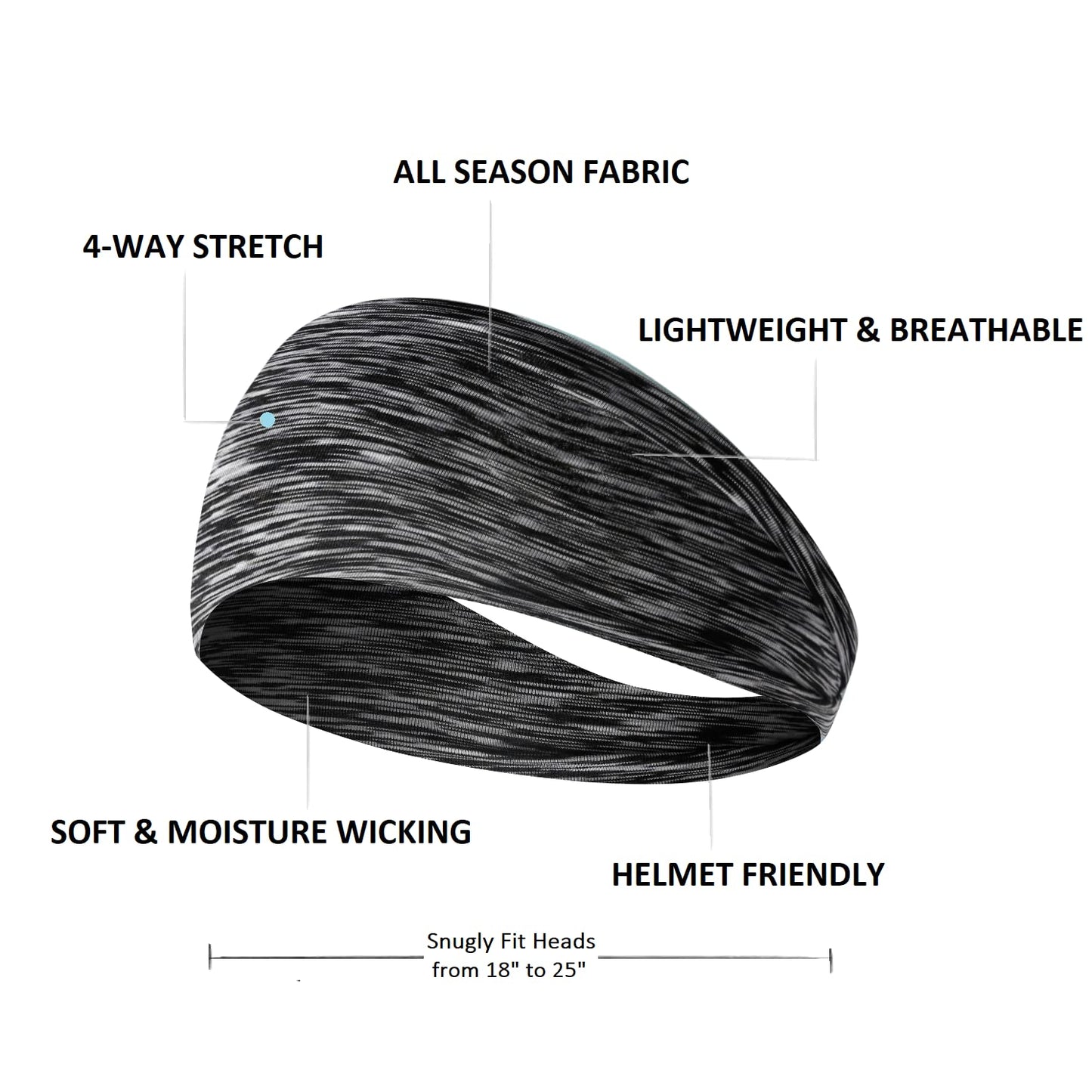 TERSE Sweat Bands Headbands for Women: Workout Headbands for Women Non Slip, Sweatbands for Sports Yoga Running