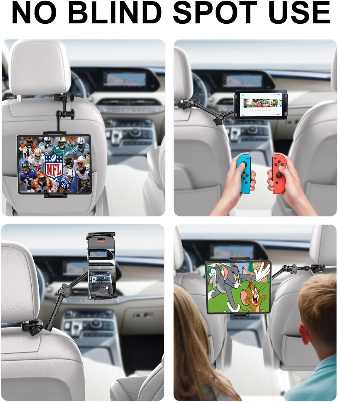 Kolasels 12.9 iPhone16, 5.5-15.6" Car Headrest Tablet Holder - Metal Magic Arm, Car ipad Holder Backseat Kids