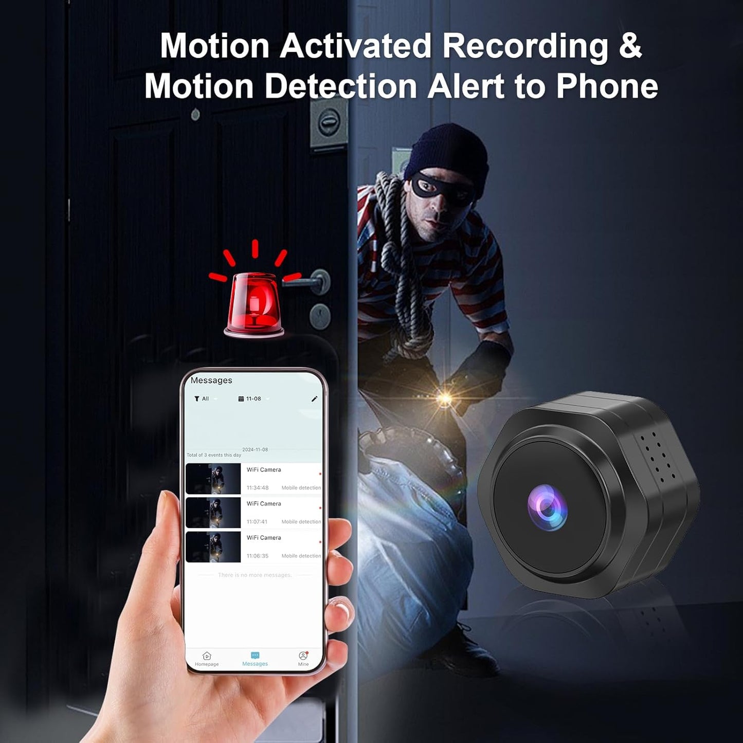 Splemin Cam,4K Mini WiFi Hidden Camera,Spy Camera,Small Portable Nanny HD Wireless Security Cameras with Motion