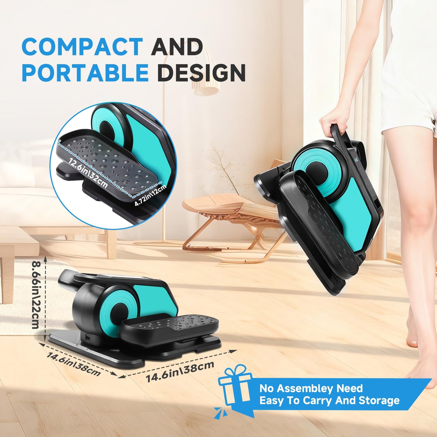 AODI Under Desk Elliptical Machine, Leg Exerciser for Seniors Adults, Adjustable Speeds Elliptical Trainer with Remote, Quiet & Portable Mini Seated Pedal Exerciser for Home Office Use