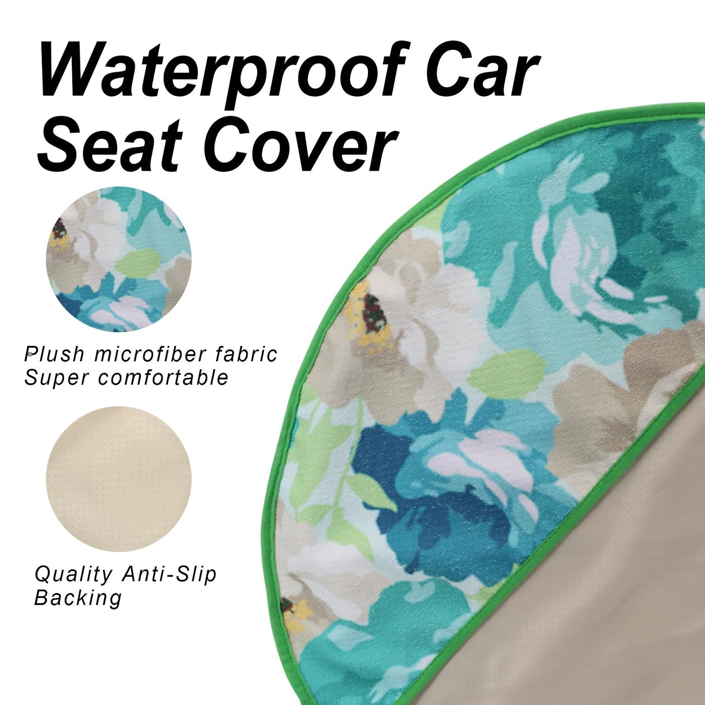 Zinytrae Sweat Towel Car Seat Cover Protector Front Seats for Gym Workout, Running, Swimming, Beach and Hiking, Waterproof Universal Seat Cover for Car, Truck, Van & SUV (Cyan Flower, 1pcs)