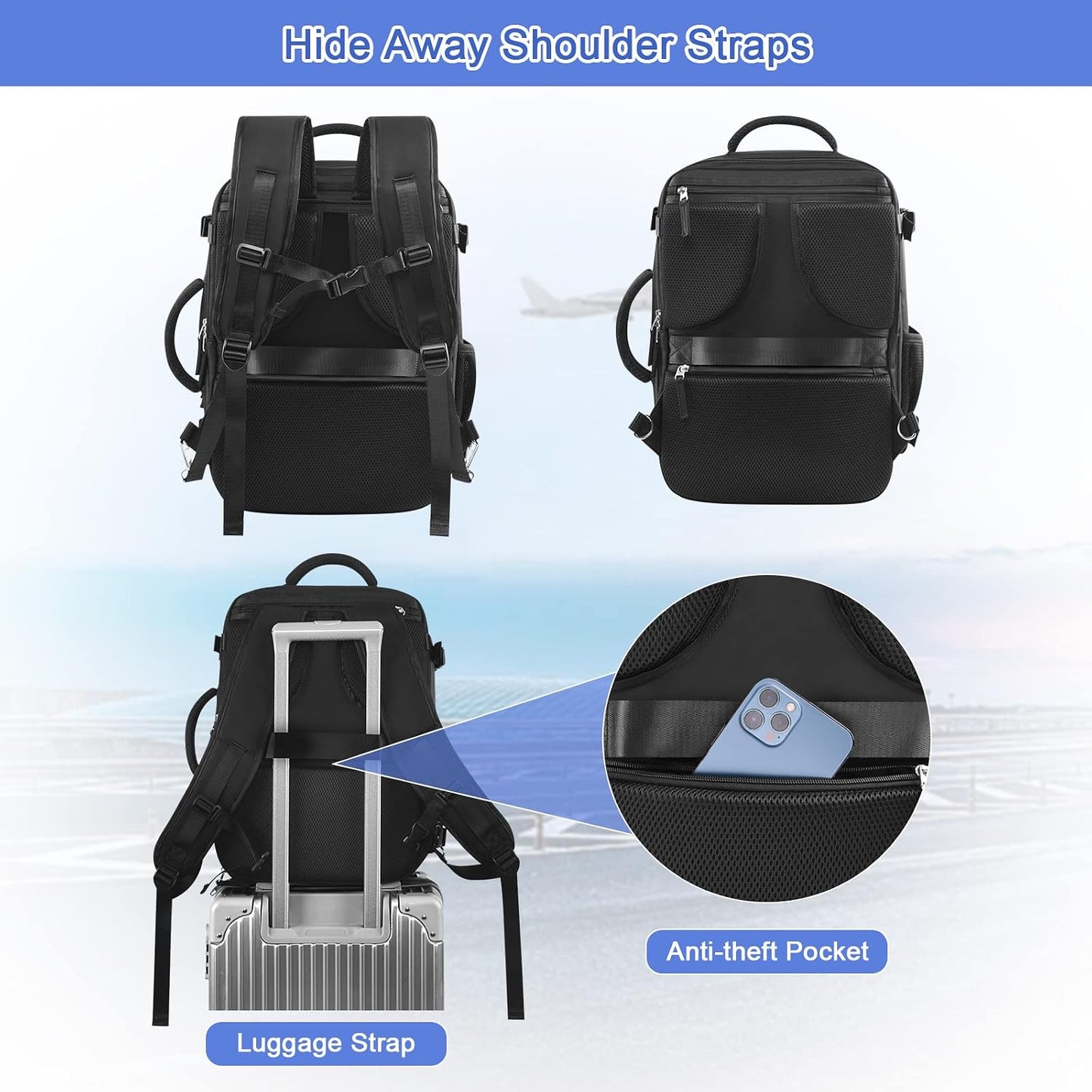 Backpack 40L Backpack, 17 Inch Backpack Sinaliy Large Travel for Women Men, Expandable Carry On Laptop College Bookbag