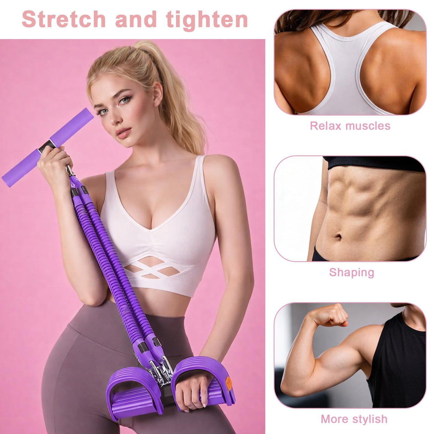 2026 New Pedal Resistance Band with Handles, Adjustable Detachable Multifunction Pedal Resistance Band, Thai Natural Rubber Tension Rope for Abs, Arms, Waist, Legs & Home Fitness