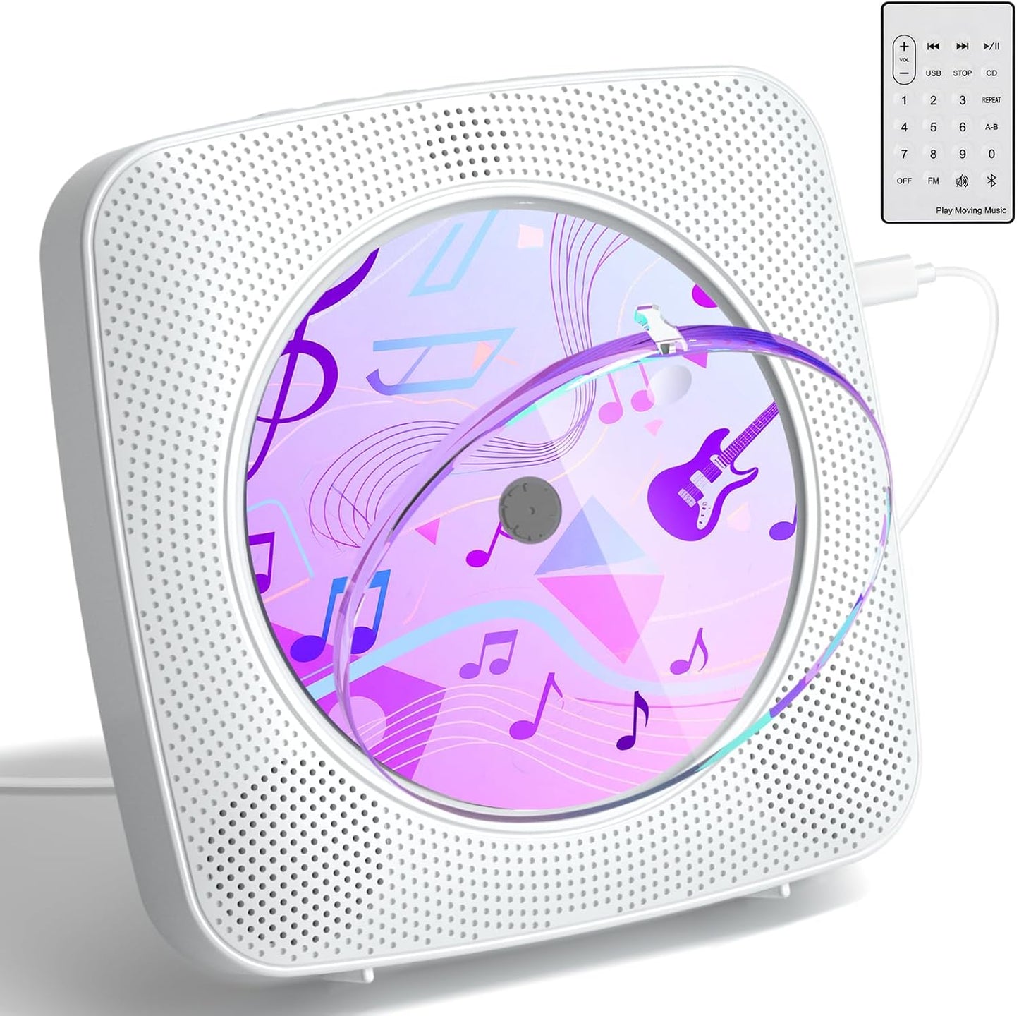 Kegaudio CD Player with Speakers CD Players for Home: Desktop Wall CD Player Bluetooth Portable with Dust Cover LCD