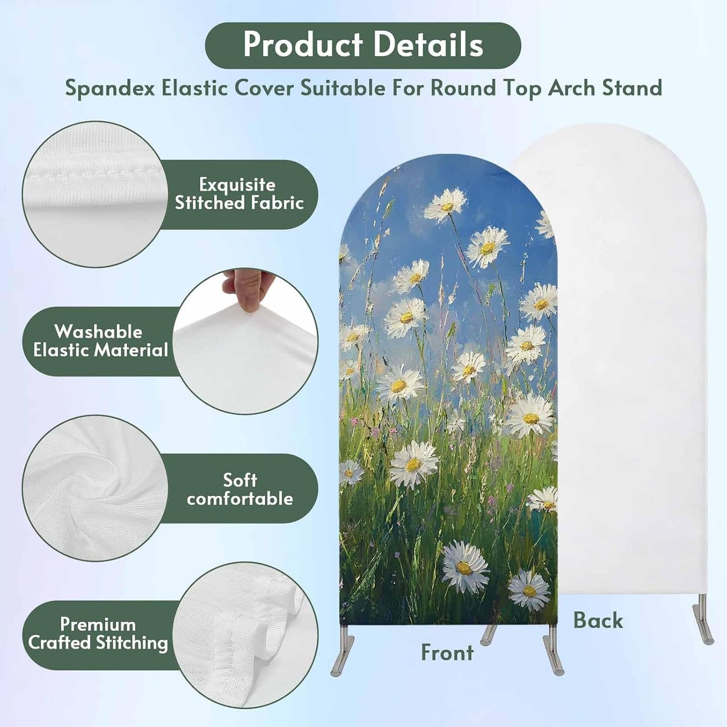 Jnbasdffb 6.6 Spring Floral Wedding Arch Cover,Stretchy Spandex Arch Backdrop Stand Covers FT,Pastoral Flowers Oil