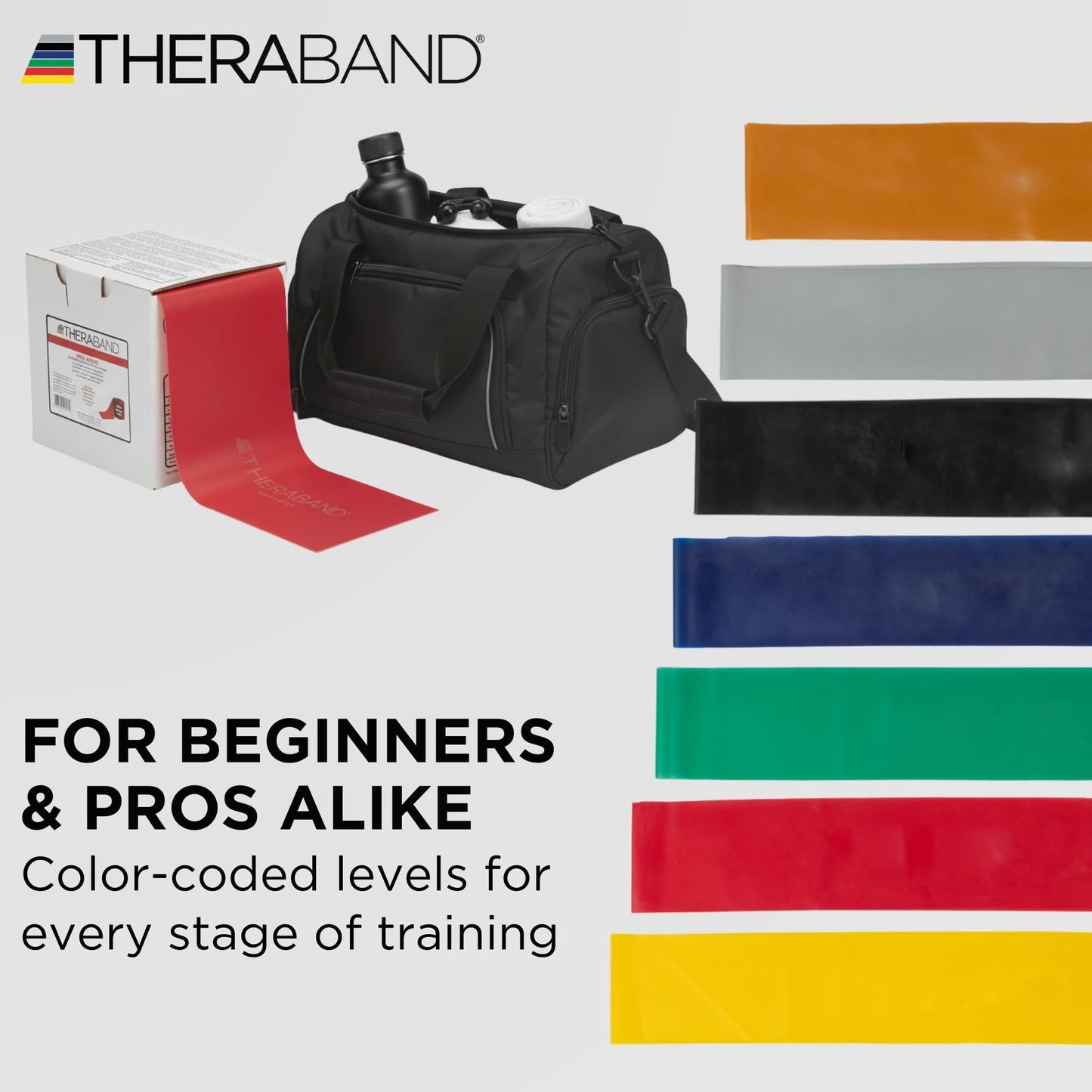 THERABAND Resistance Band Red, Medium, 25-Yd Roll, Latex-Free Elastic Exercise Band for Physical Therapy, Yoga, Pilates, Stretching, Home Workouts, Cut-to-Length, Color-Coded Resistance Levels