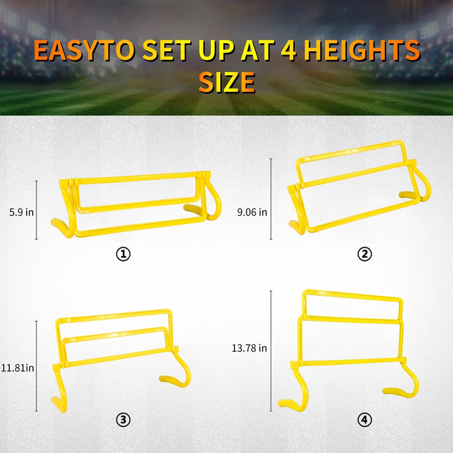 ASENVER 4 Height Adjustable Speed Training Hurdles Fitness & Speed Training Equipment (Set of 10)