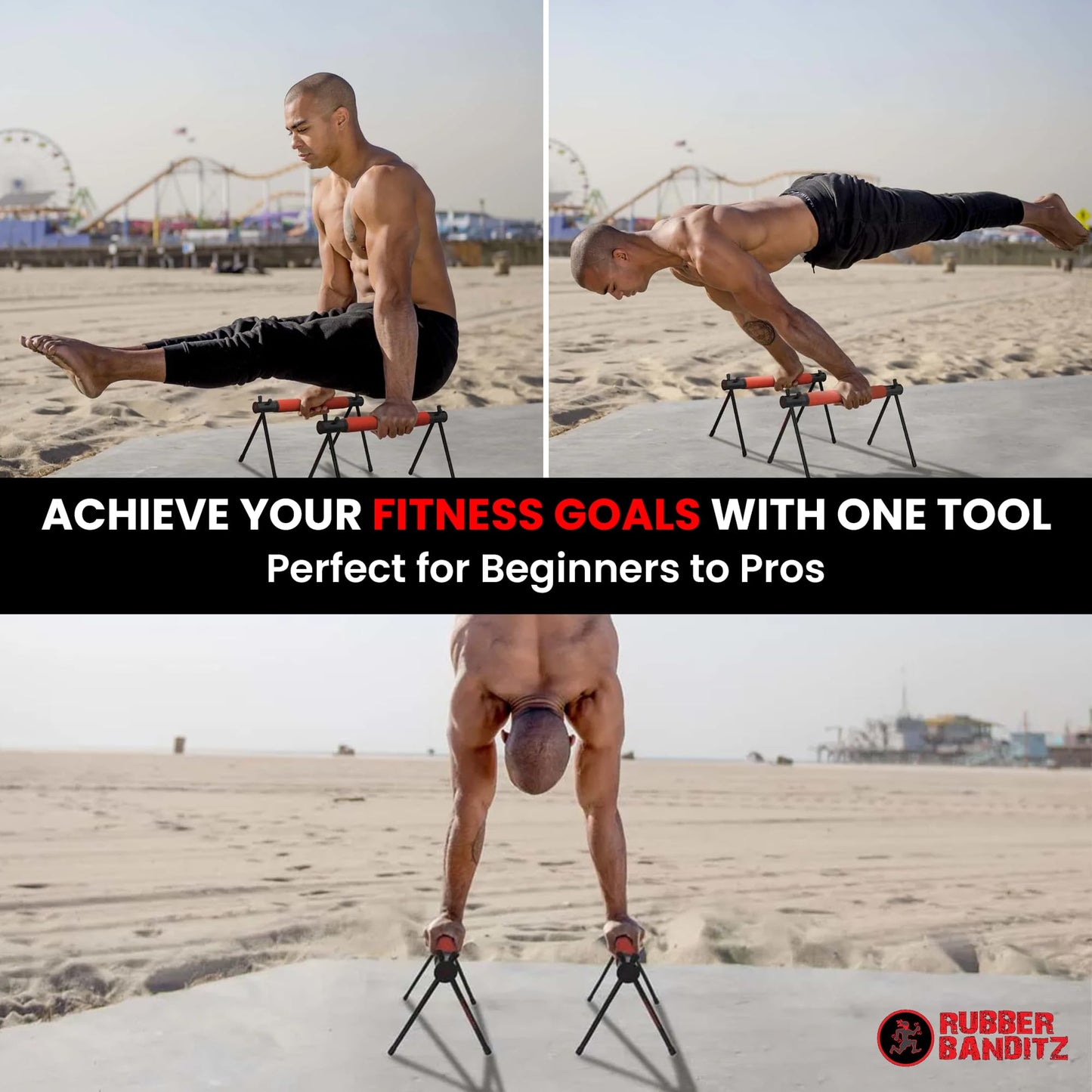 Rubberbanditz Parallettes Calisthenics Handles – Push Up Bars & Dip Bar Stand – Parallel Bars Dip Station for Strength Training – Pushup Handles Parallettes Bars for Home Gym Workouts