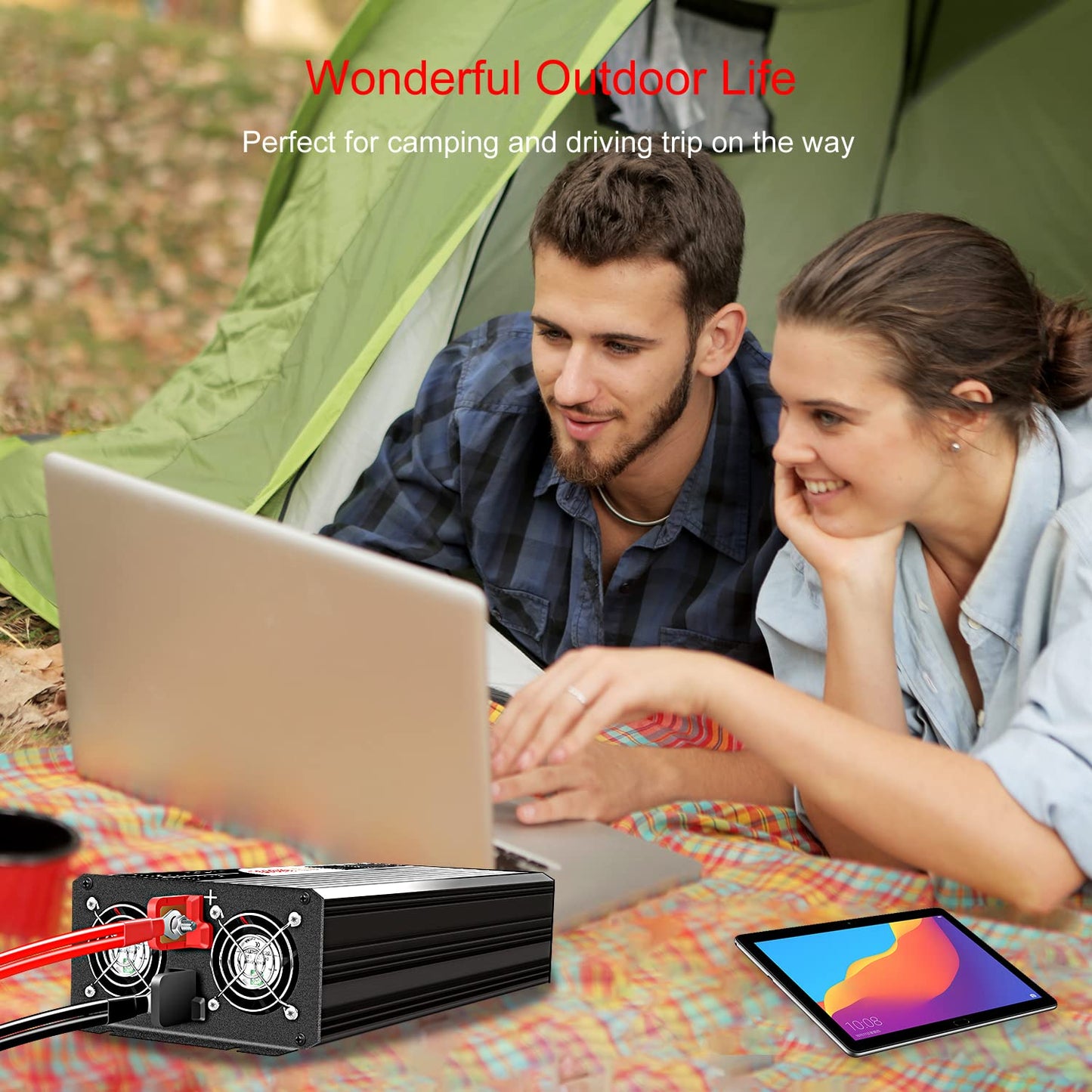 Xijia 2000W Pure Sine Wave Inverter，24V to 120V AC Converter for Home，Solar Systems，Remote and Bluetooth Control for Truck，Camping，with 2 20A AC Socket，Surge Power 4000W